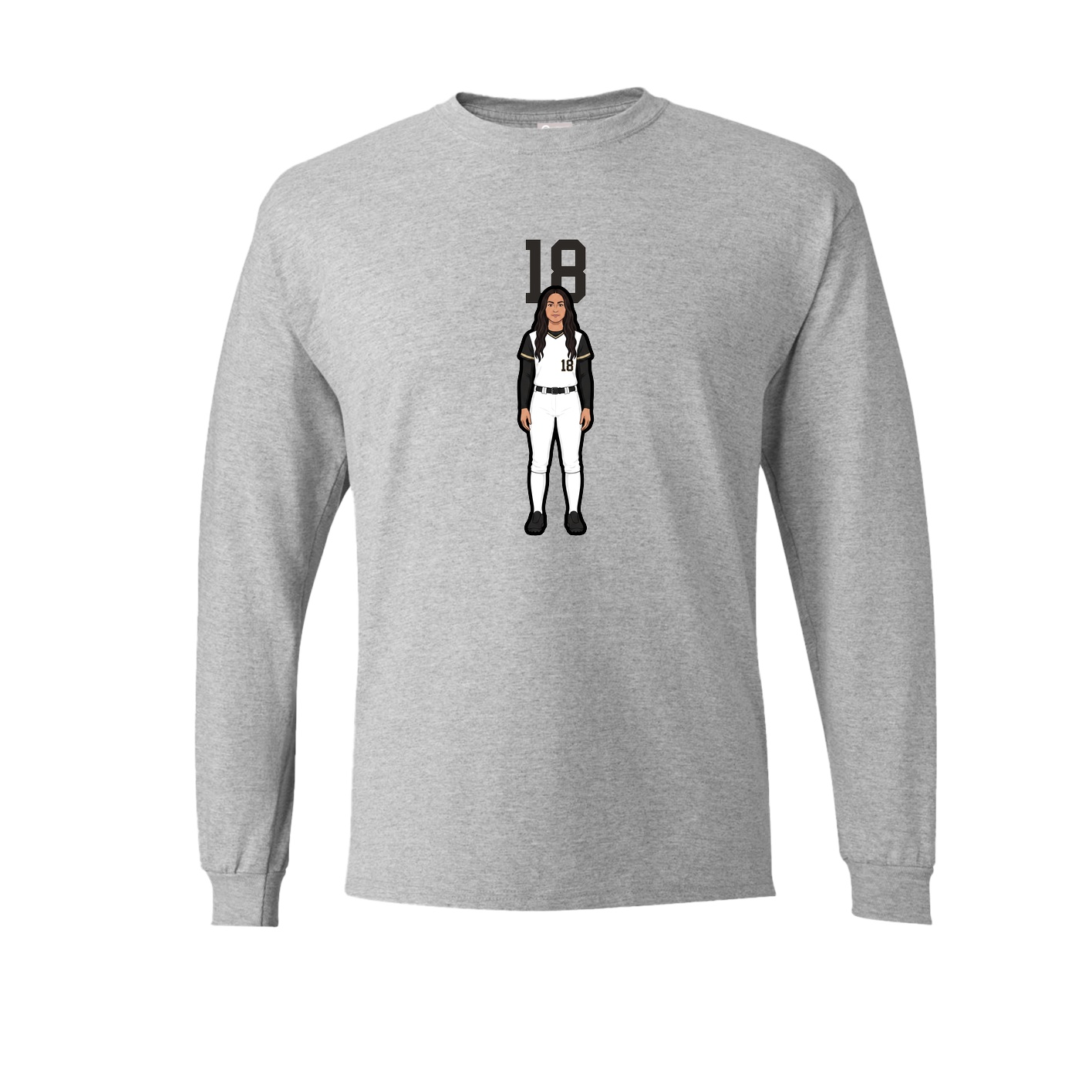 Long Sleeve Tee — Number Top in Grey
