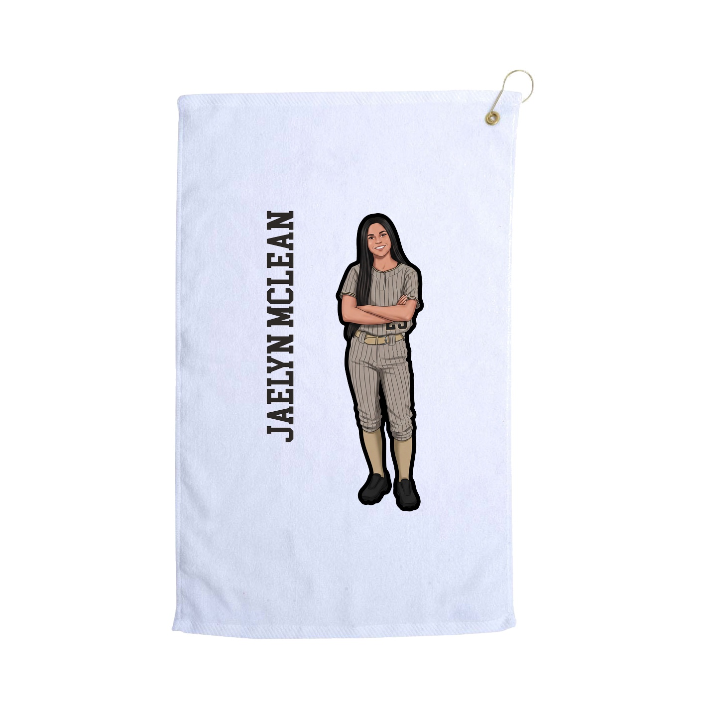 Golf Towel — Name Vertical in White