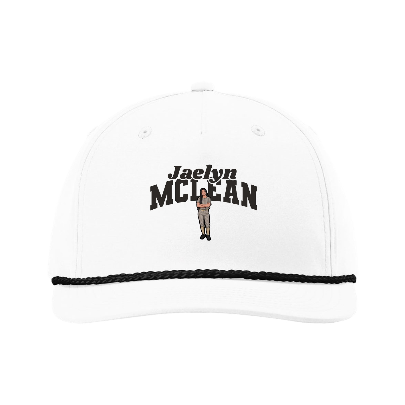 Five-Panel Classic Rope Cap — Signature Arch in White