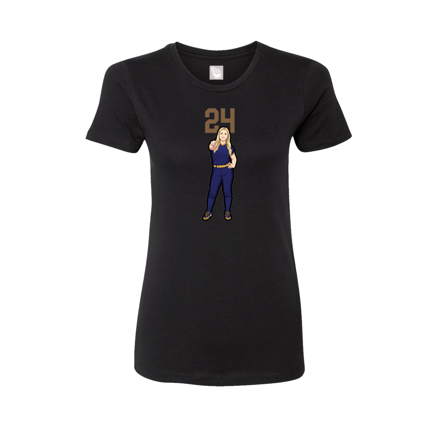 Fitted Women's Tee — Number Top in Black