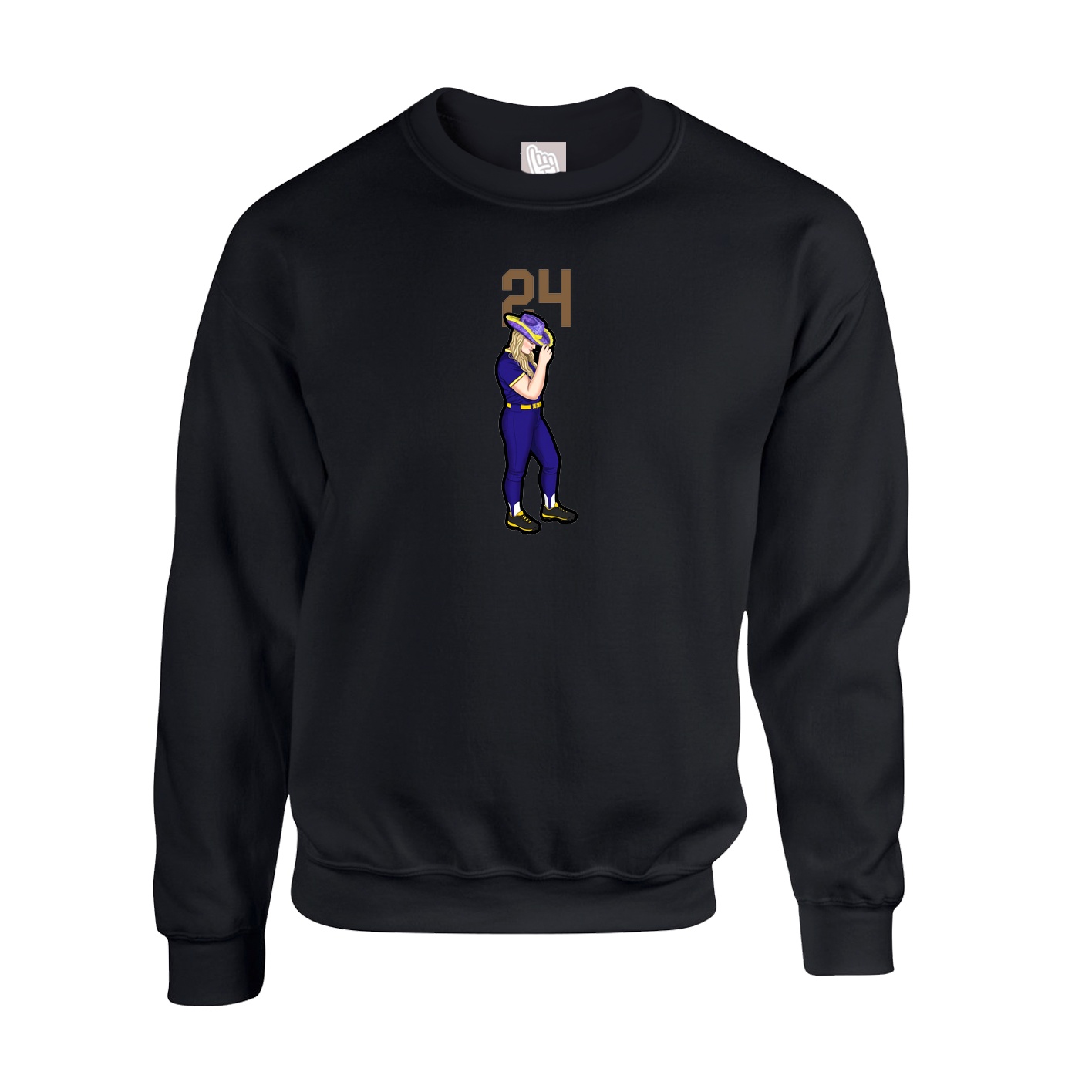 Fleece Crew — Number Top in Black