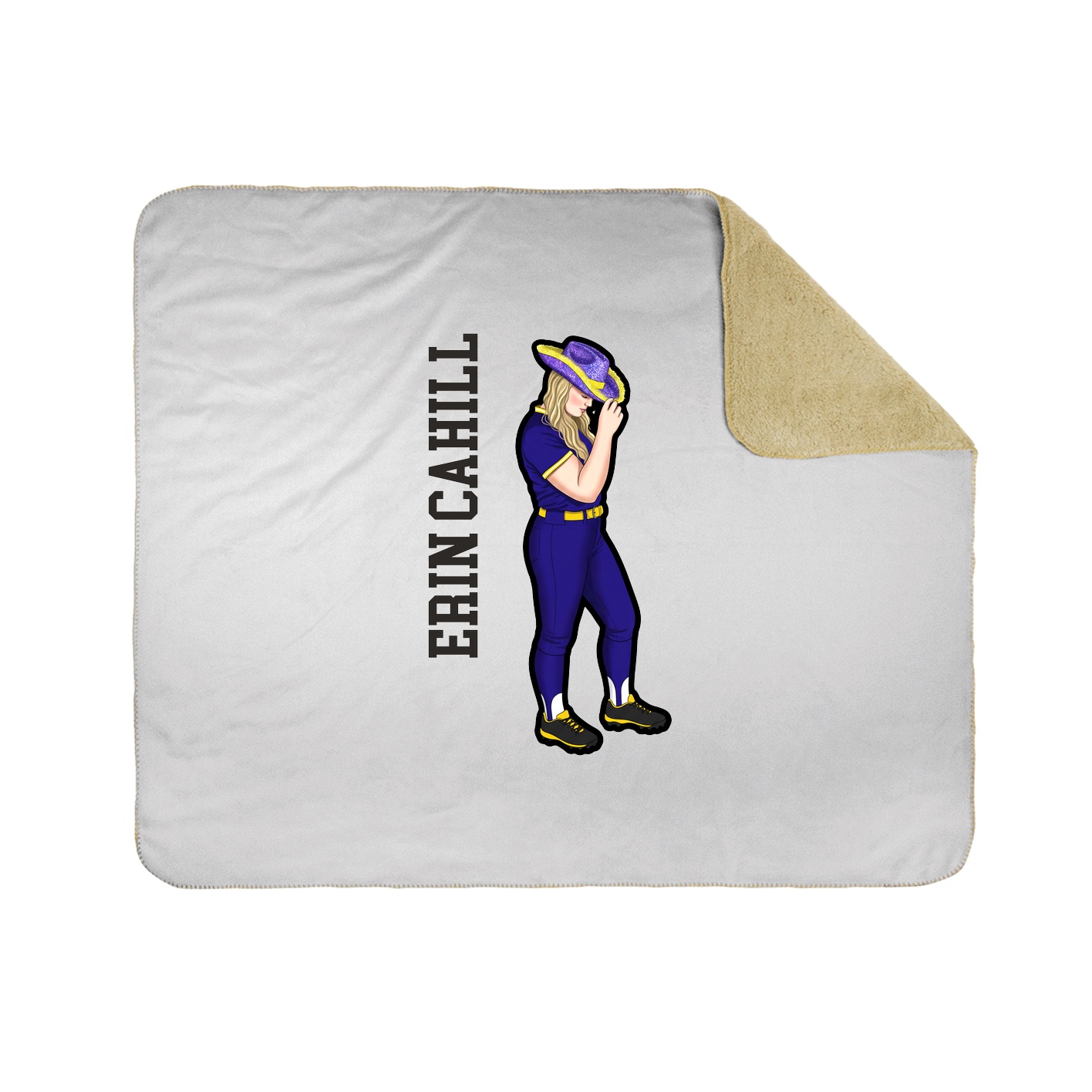 Throw Blanket — Name Vertical in White