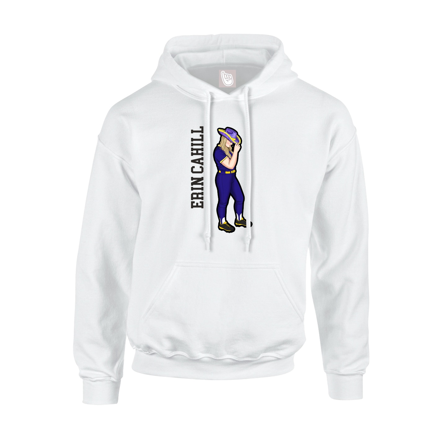 Youth Hoodie — Name Vertical in White