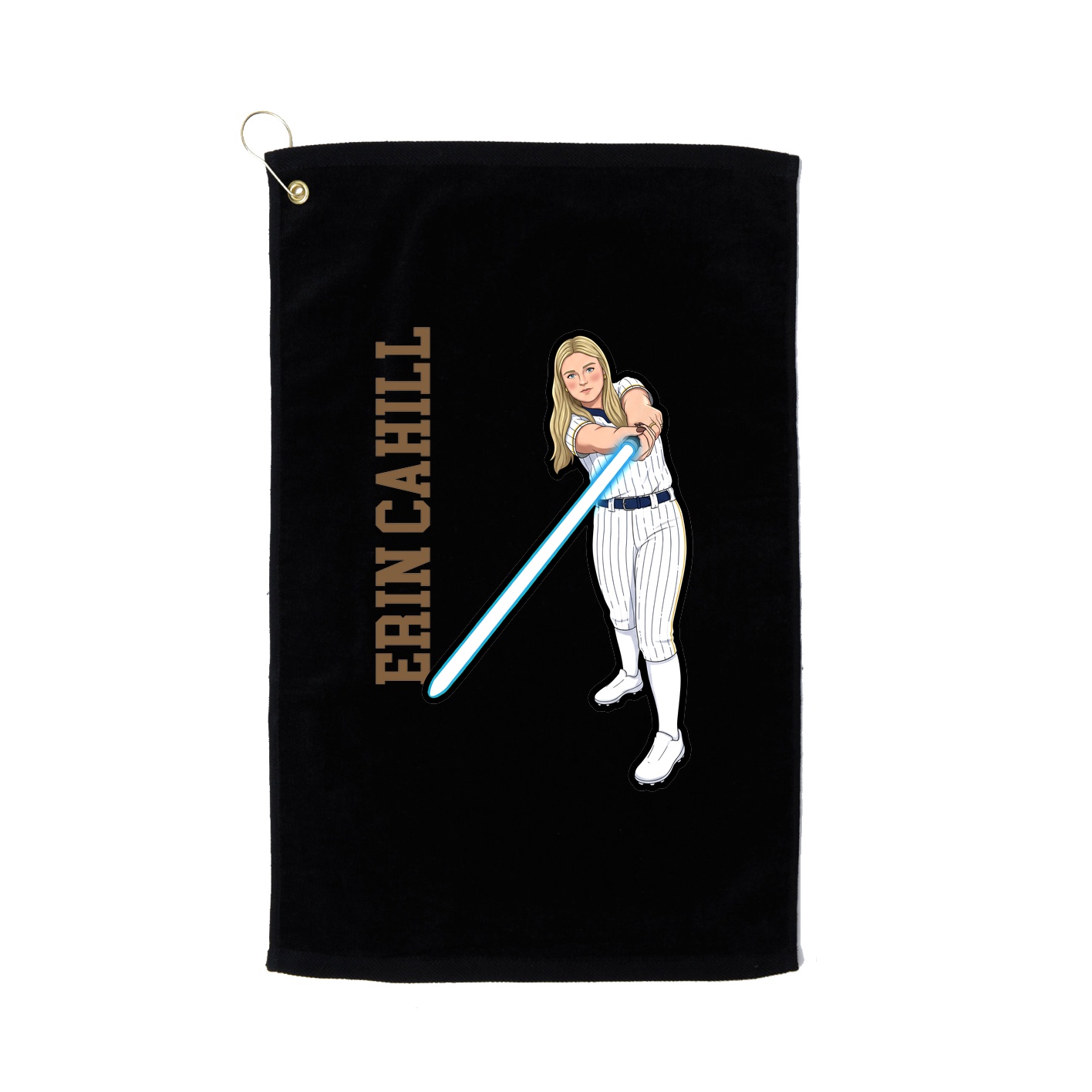 Golf Towel — Name Vertical in Black