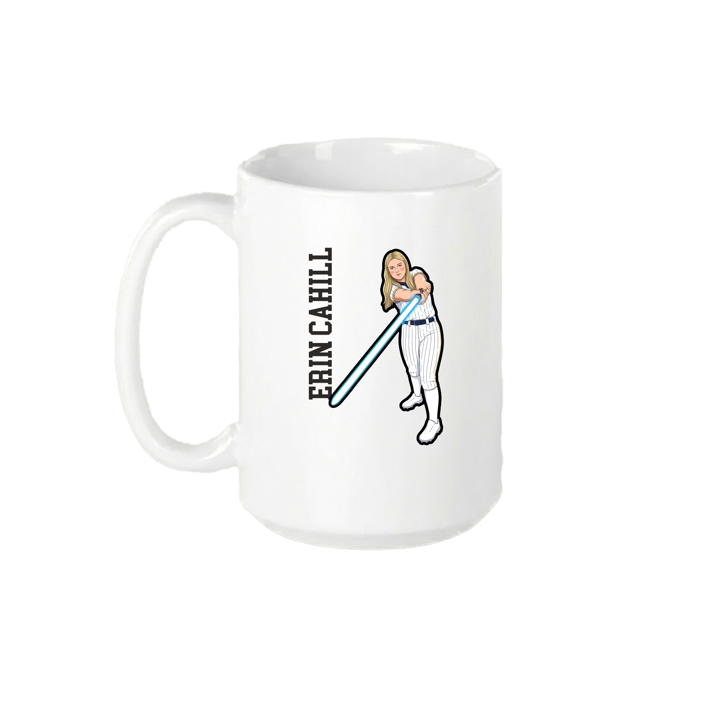 15oz Coffee Mug — Name Vertical in White