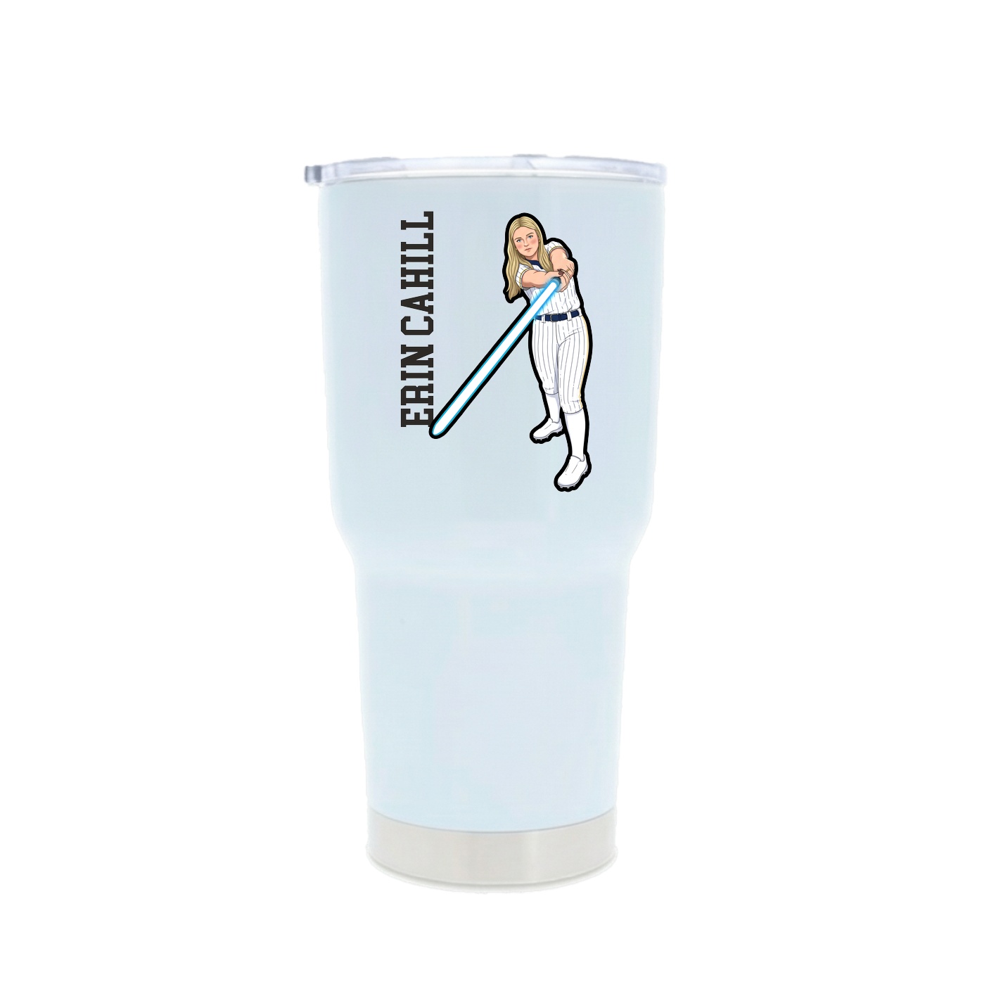 30oz Stainless Steel Tumbler — Name Vertical in White
