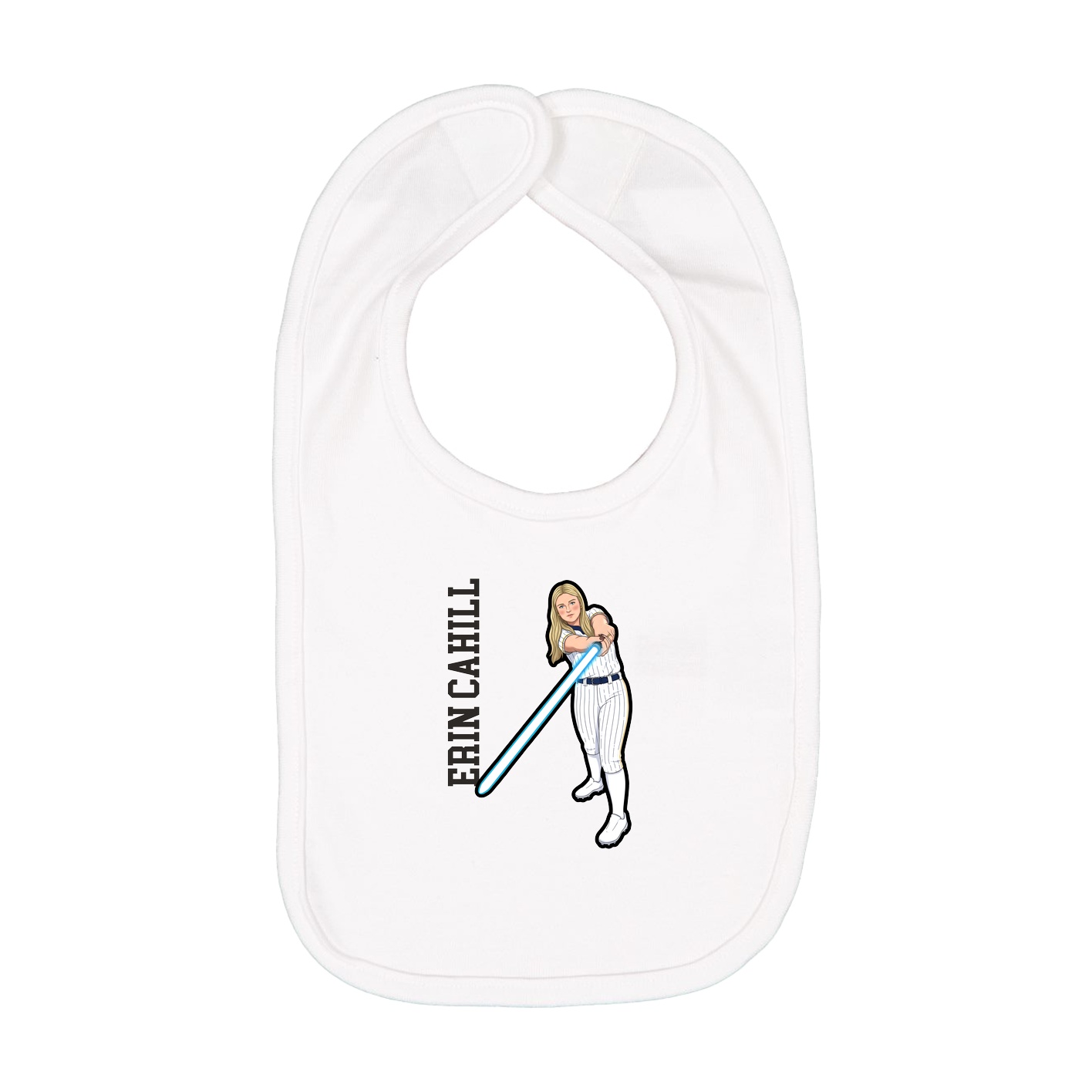 Infant Bib — Name Vertical in White