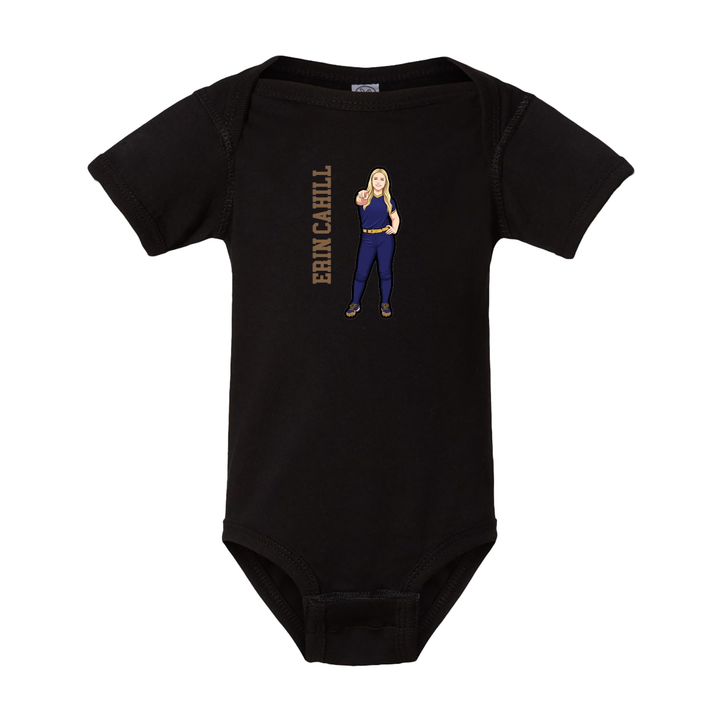 Baby Onesie — Name Vertical in Black