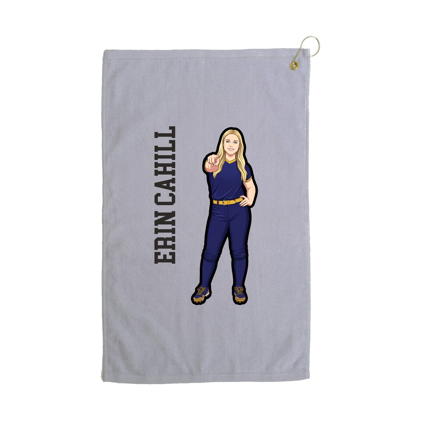 Golf Towel — Name Vertical in Grey