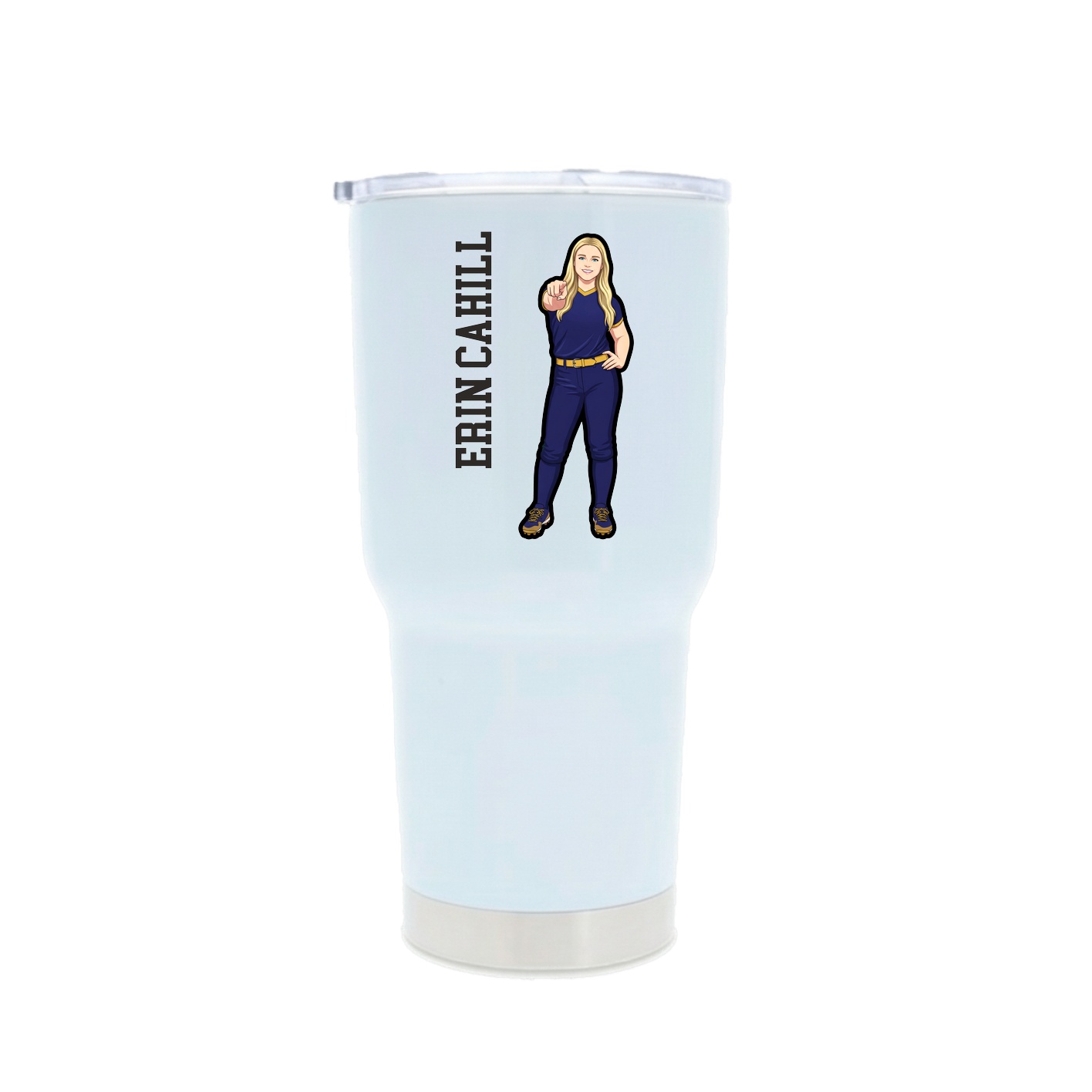 30oz Stainless Steel Tumbler — Name Vertical in White