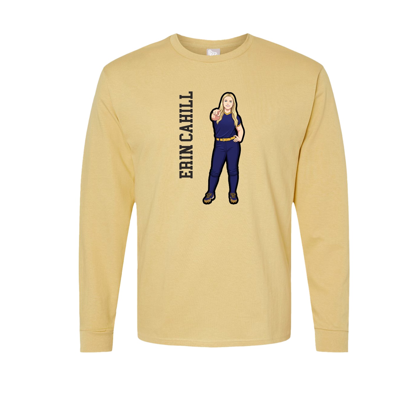 Long Sleeve Tee — Name Vertical in Vegas Gold
