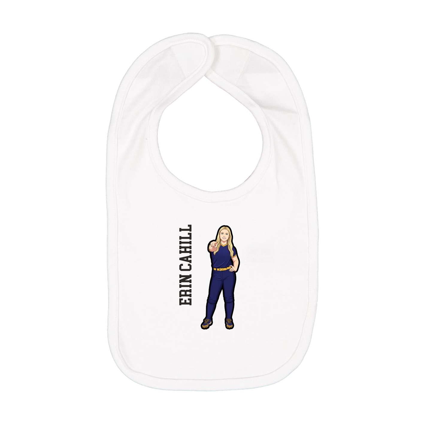 Infant Bib — Name Vertical in White