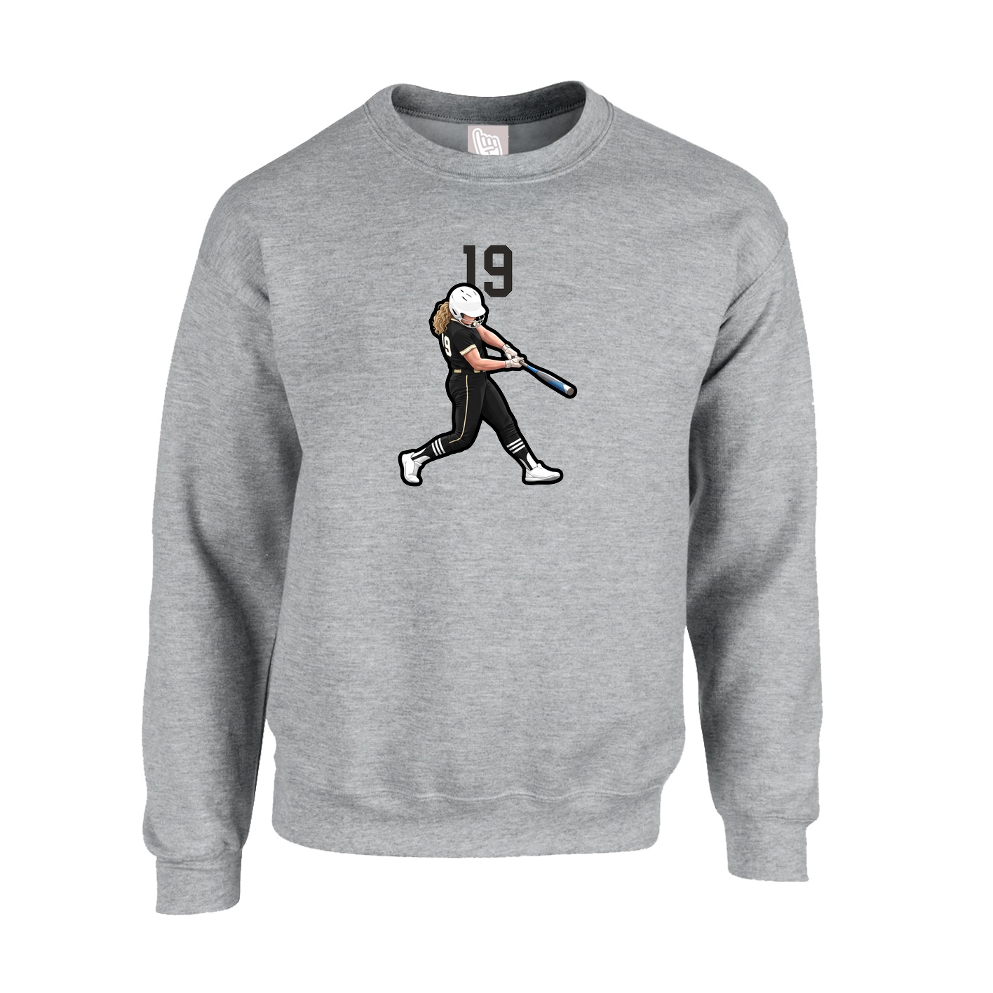 Fleece Crew — Number Top in Grey