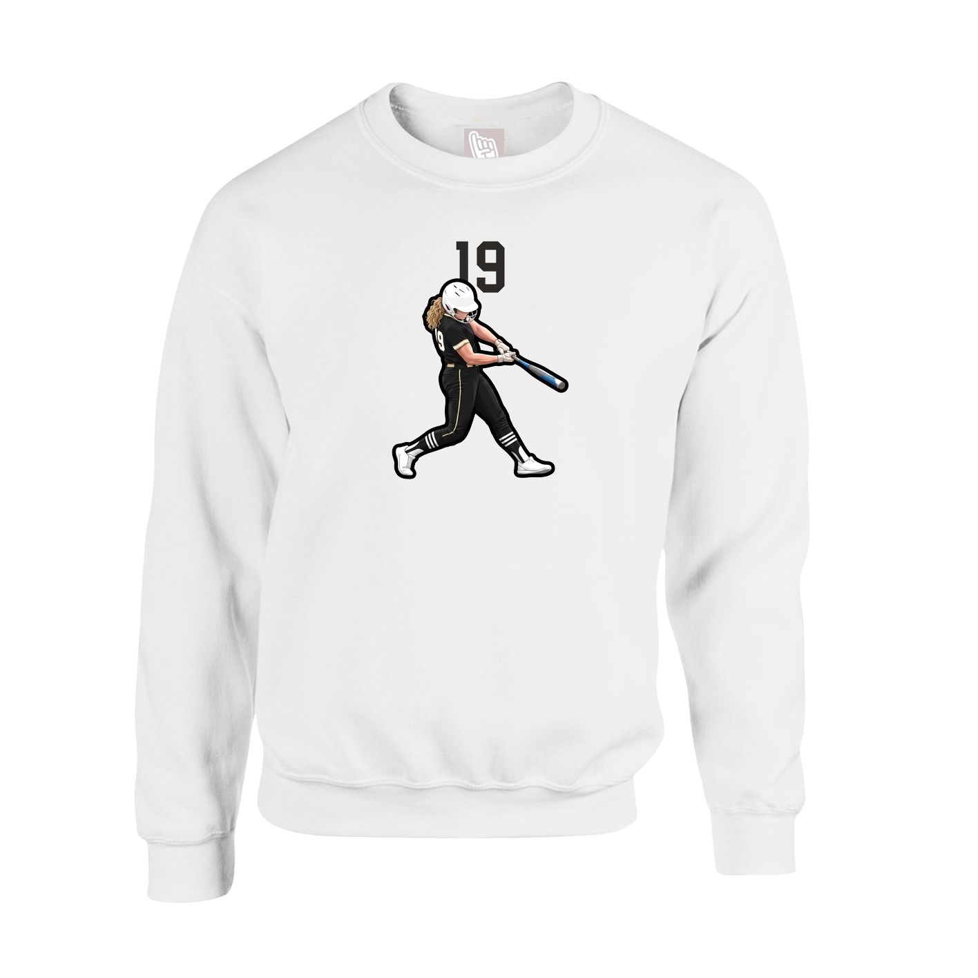 Fleece Crew — Number Top in White