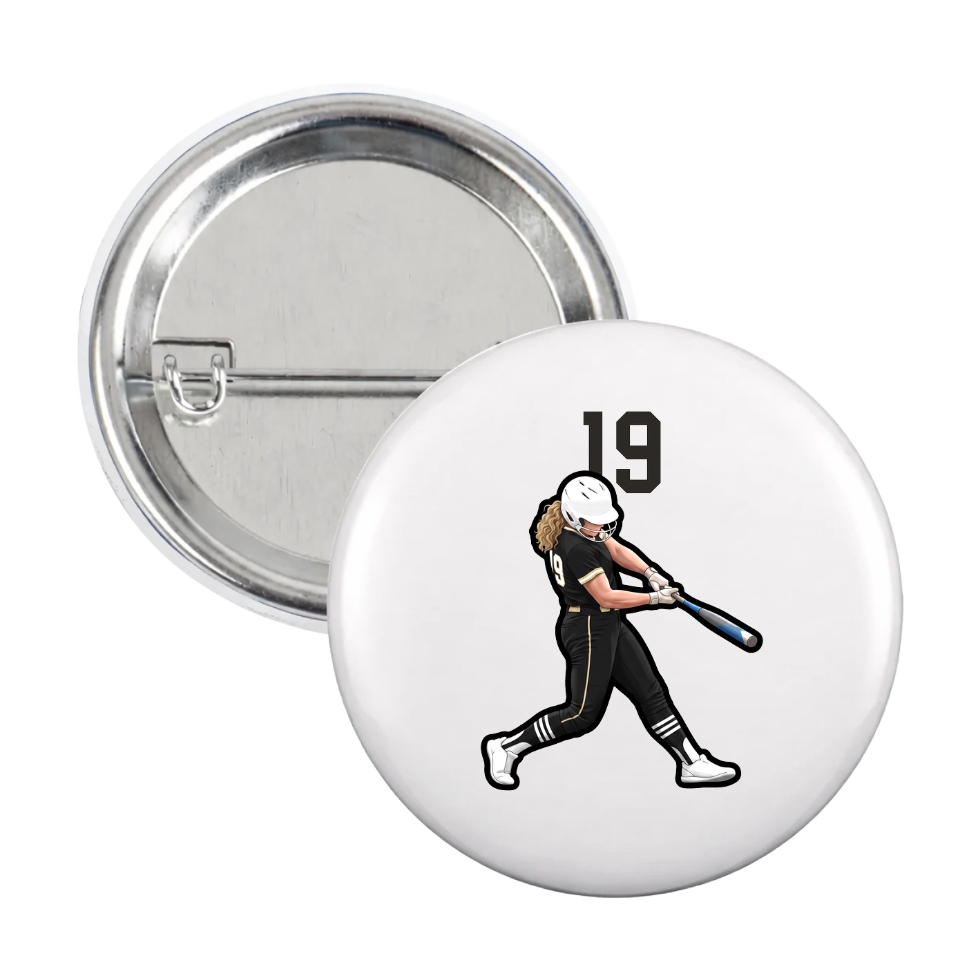 Game Day Button — Number Top in White