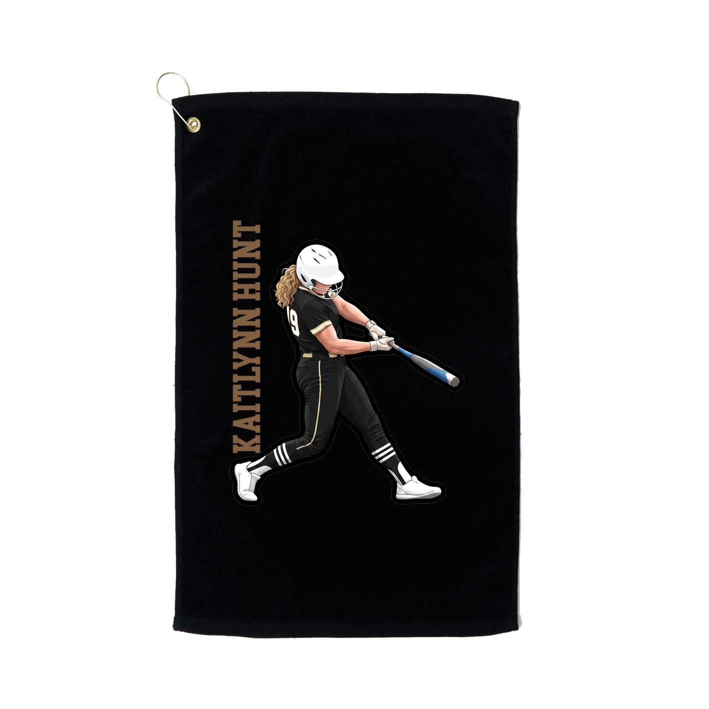 Golf Towel — Name Vertical in Black
