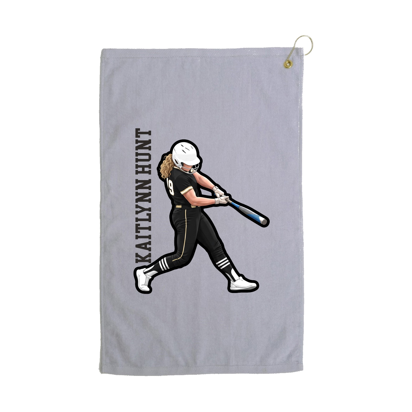 Golf Towel — Name Vertical in Grey