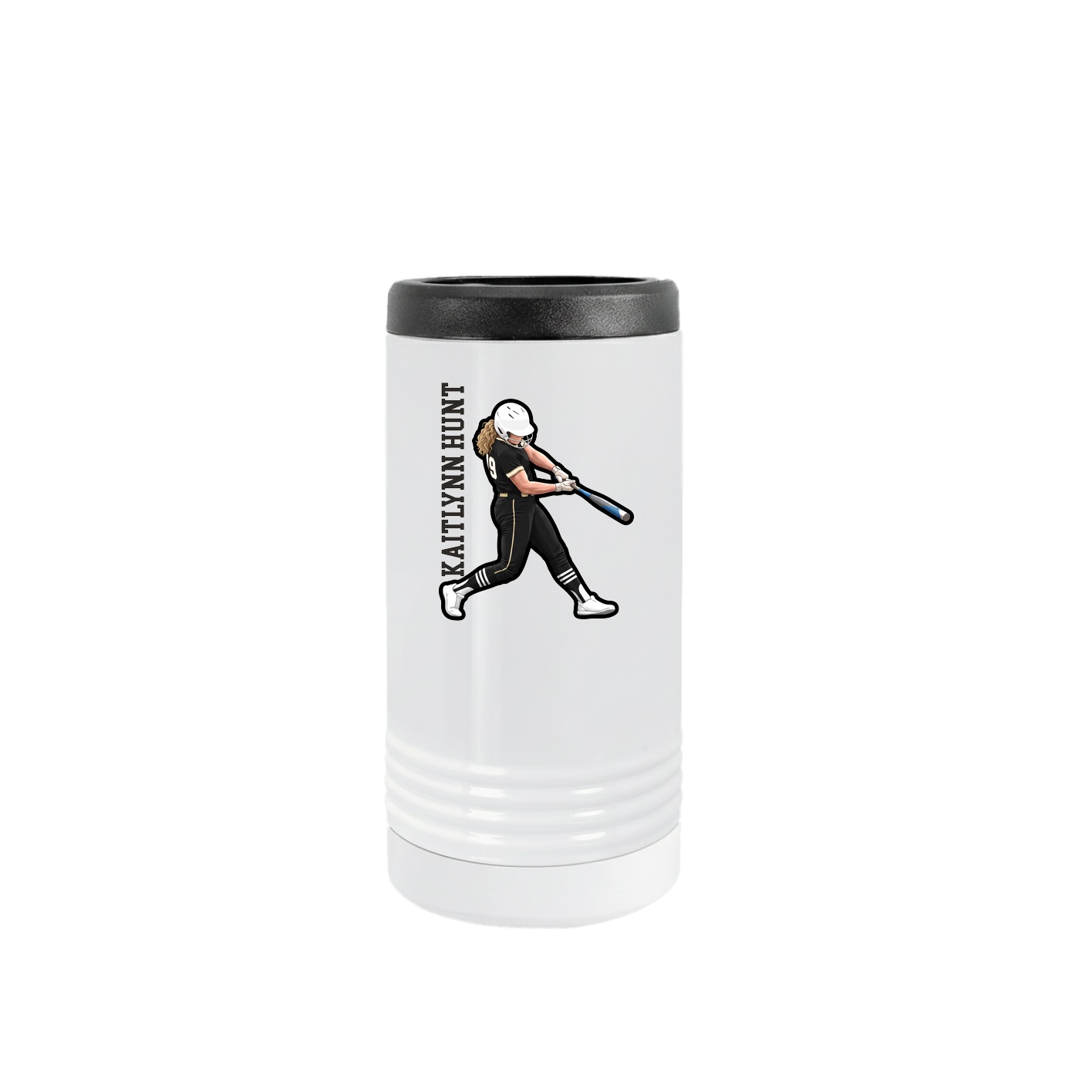 Slim Beverage Holder — Name Vertical in White
