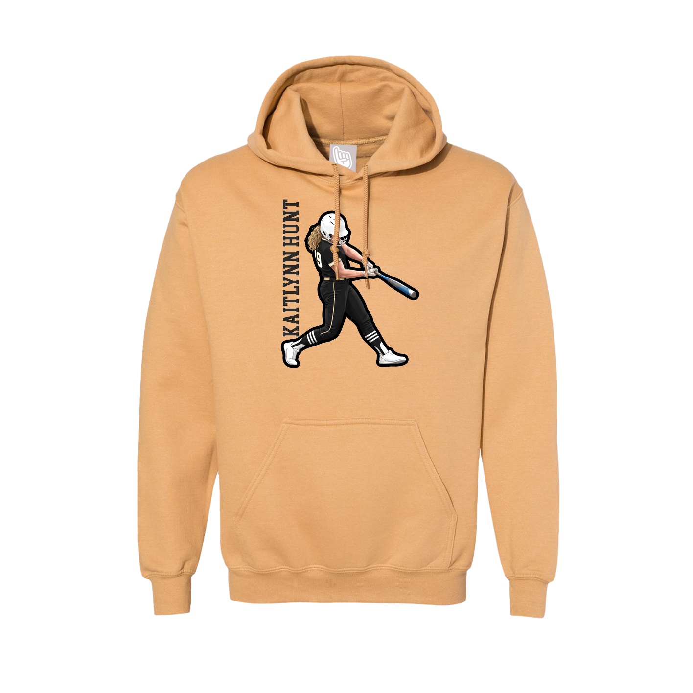 Hoodie — Name Vertical in Vegas Gold