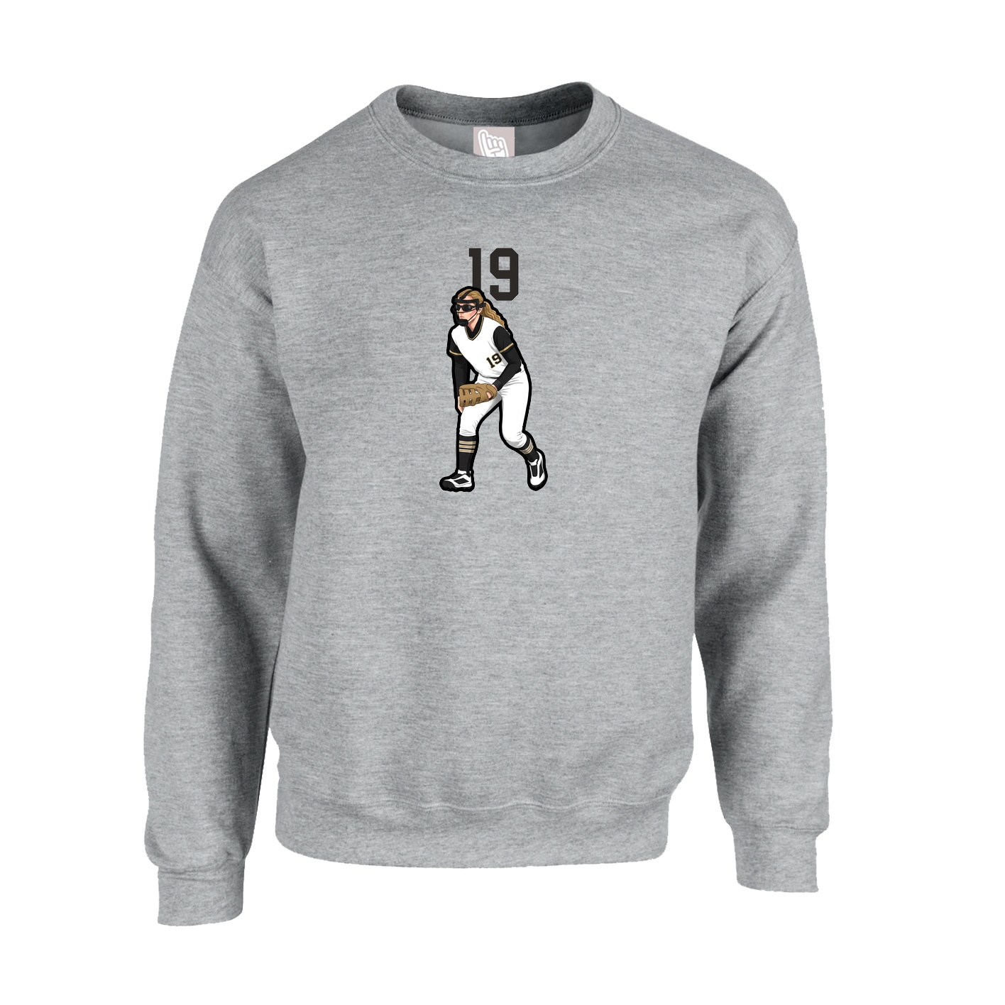 Fleece Crew — Number Top in Grey
