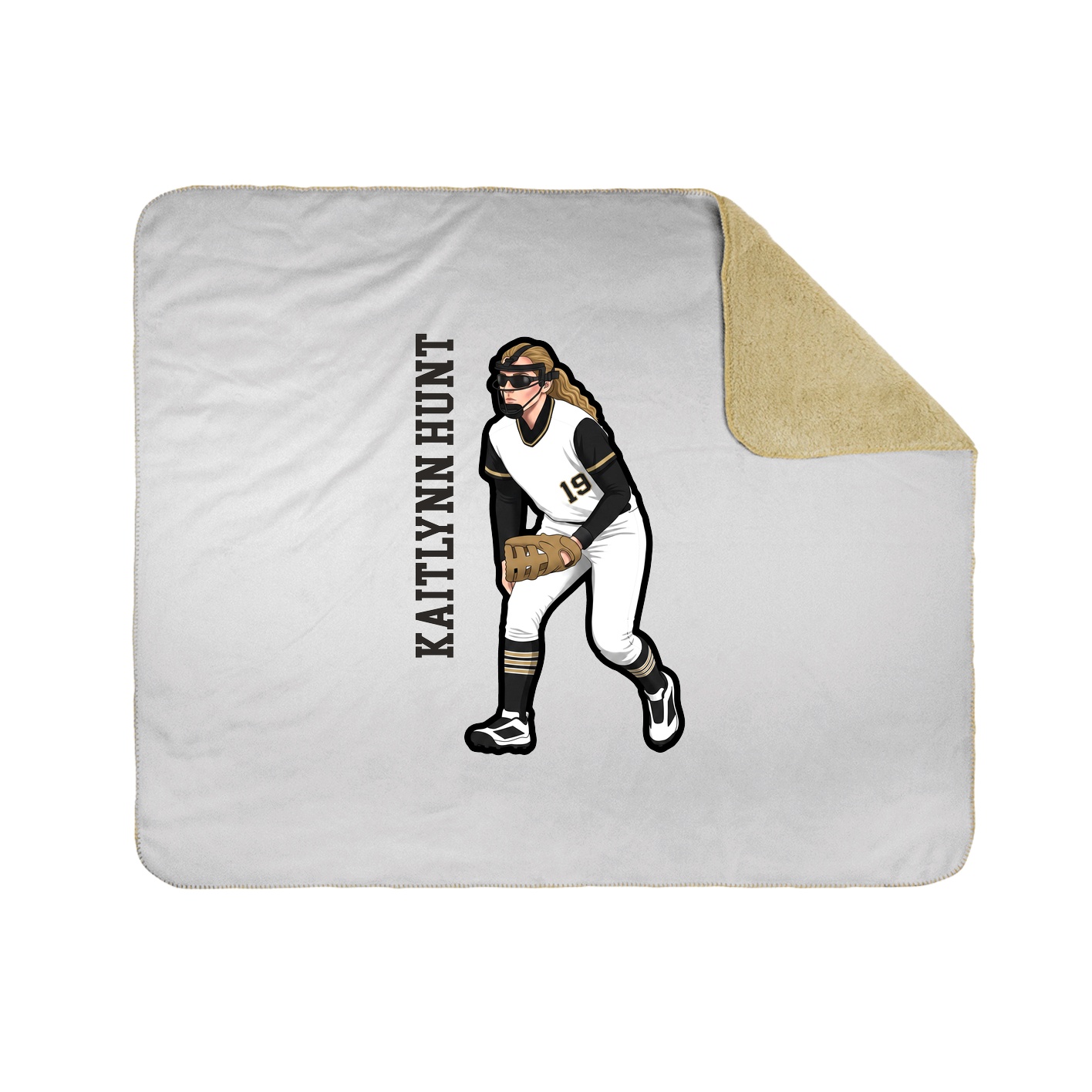 Throw Blanket — Name Vertical in White