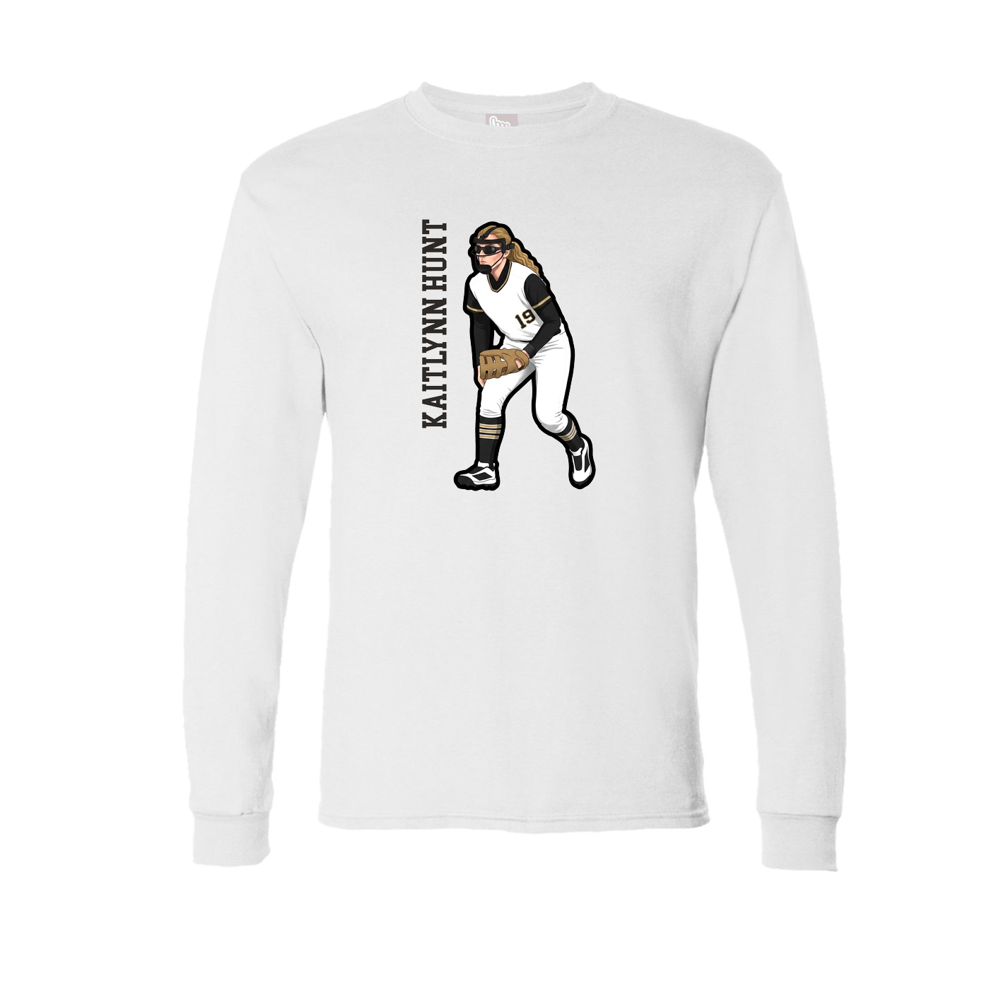 Long Sleeve Tee — Name Vertical in White
