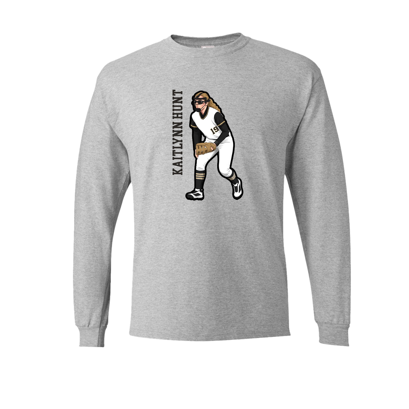 Long Sleeve Tee — Name Vertical in Grey