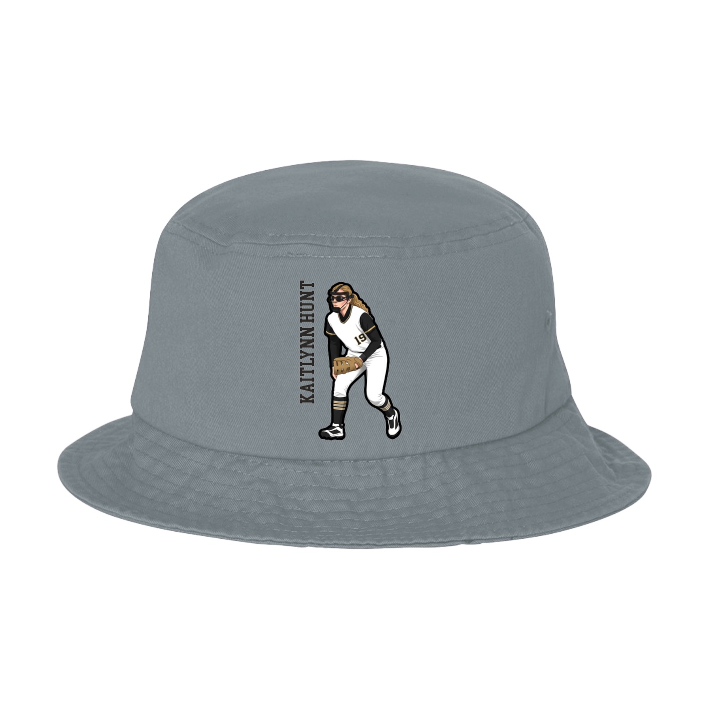 Bucket Cap — Name Vertical in Grey