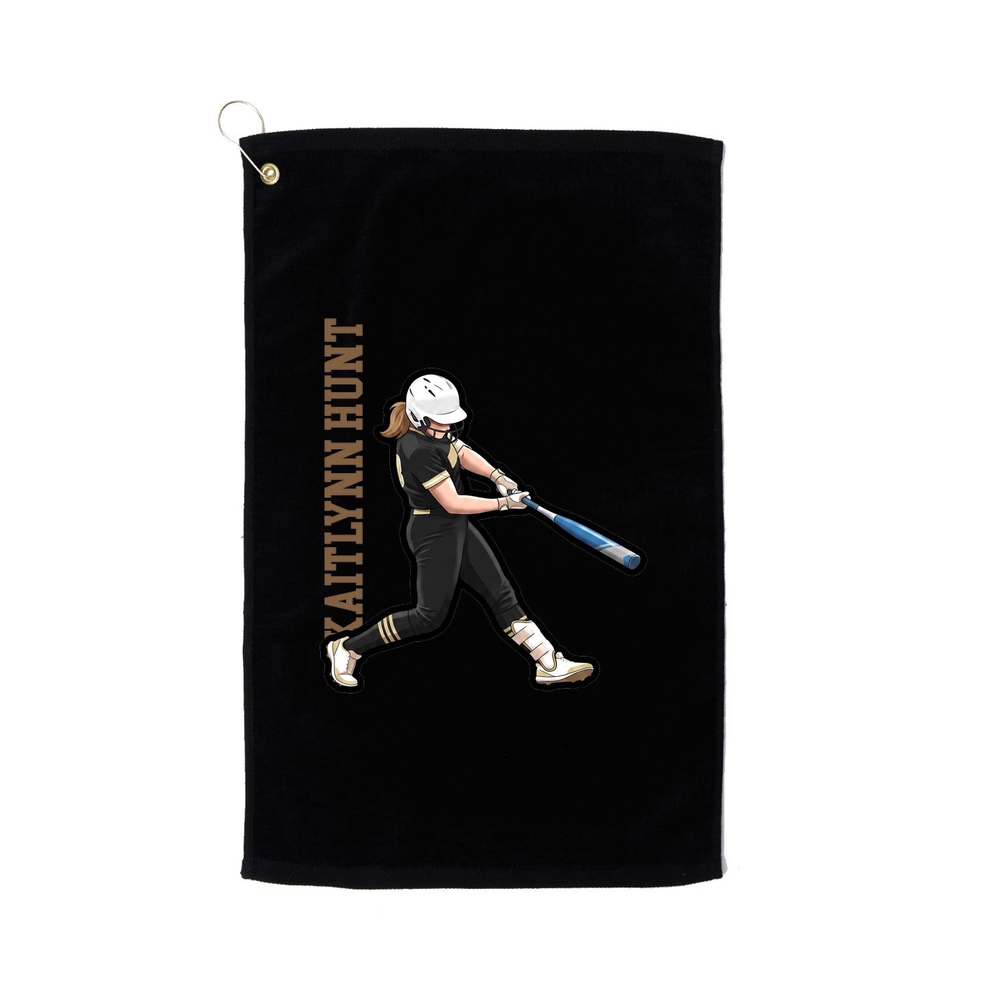 Golf Towel — Name Vertical in Black