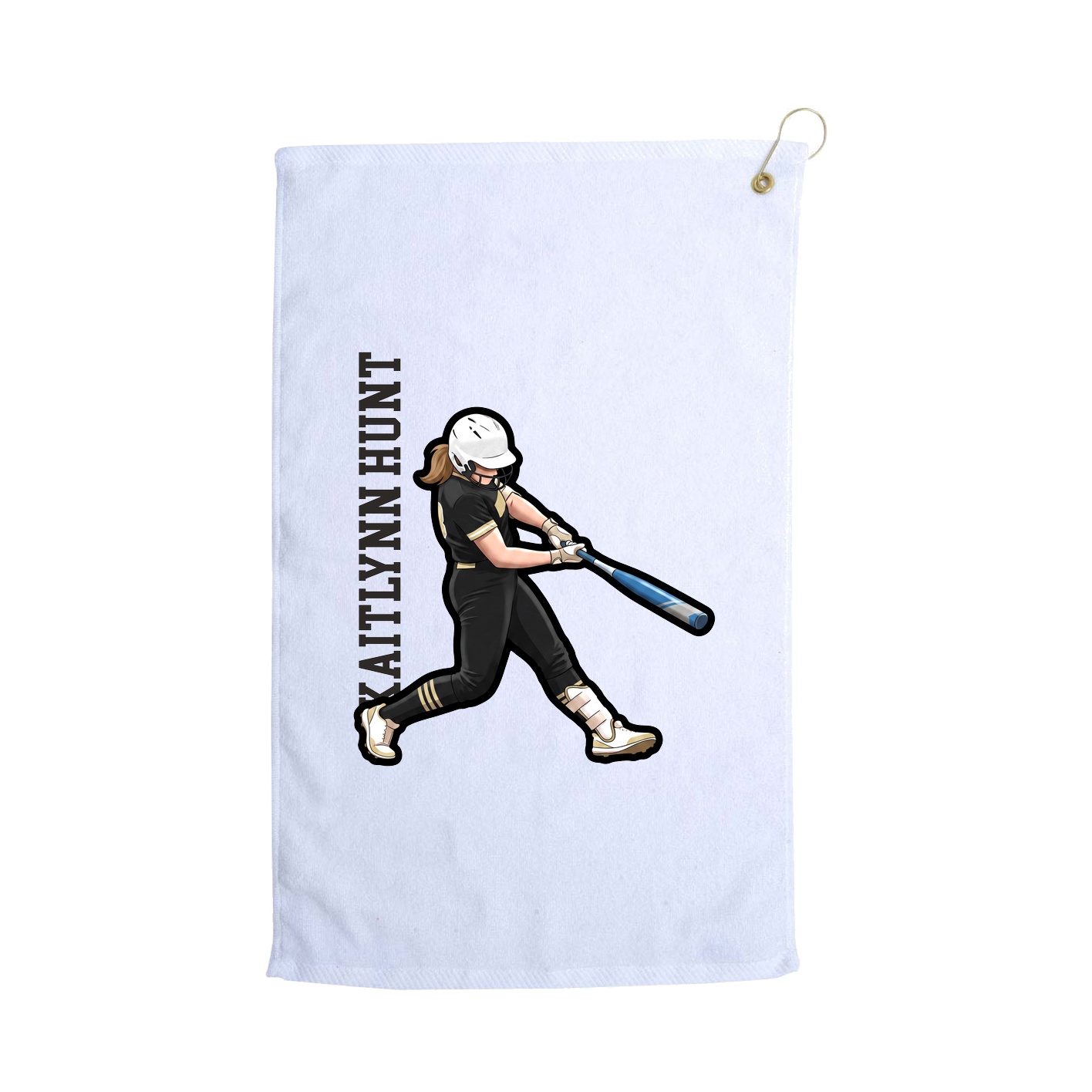 Golf Towel — Name Vertical in White