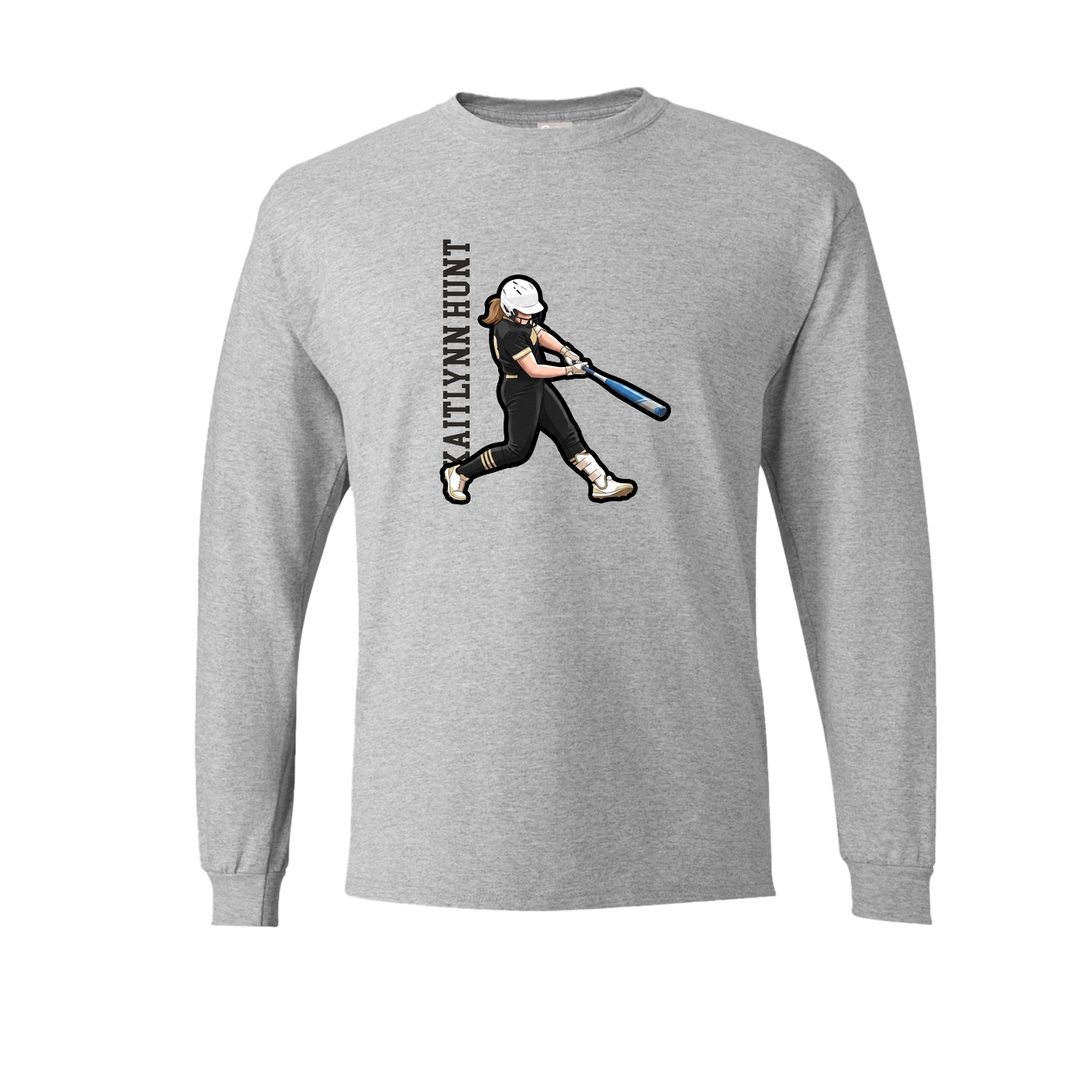 Long Sleeve Tee — Name Vertical in Grey