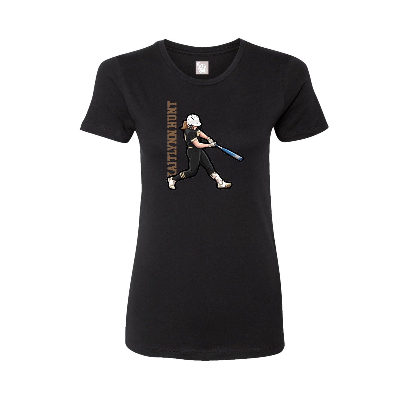 Womens Tee — Name Vertical in Black