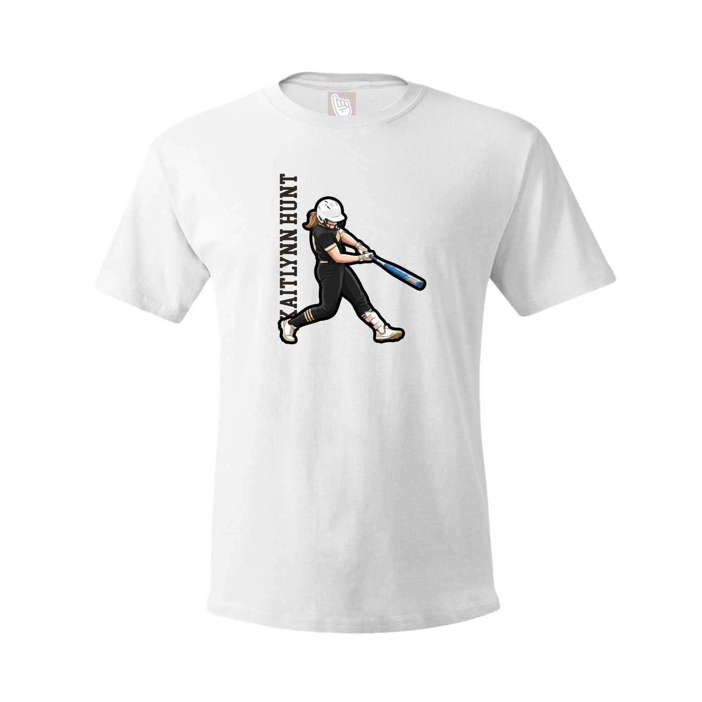 Youth Tee — Name Vertical in White