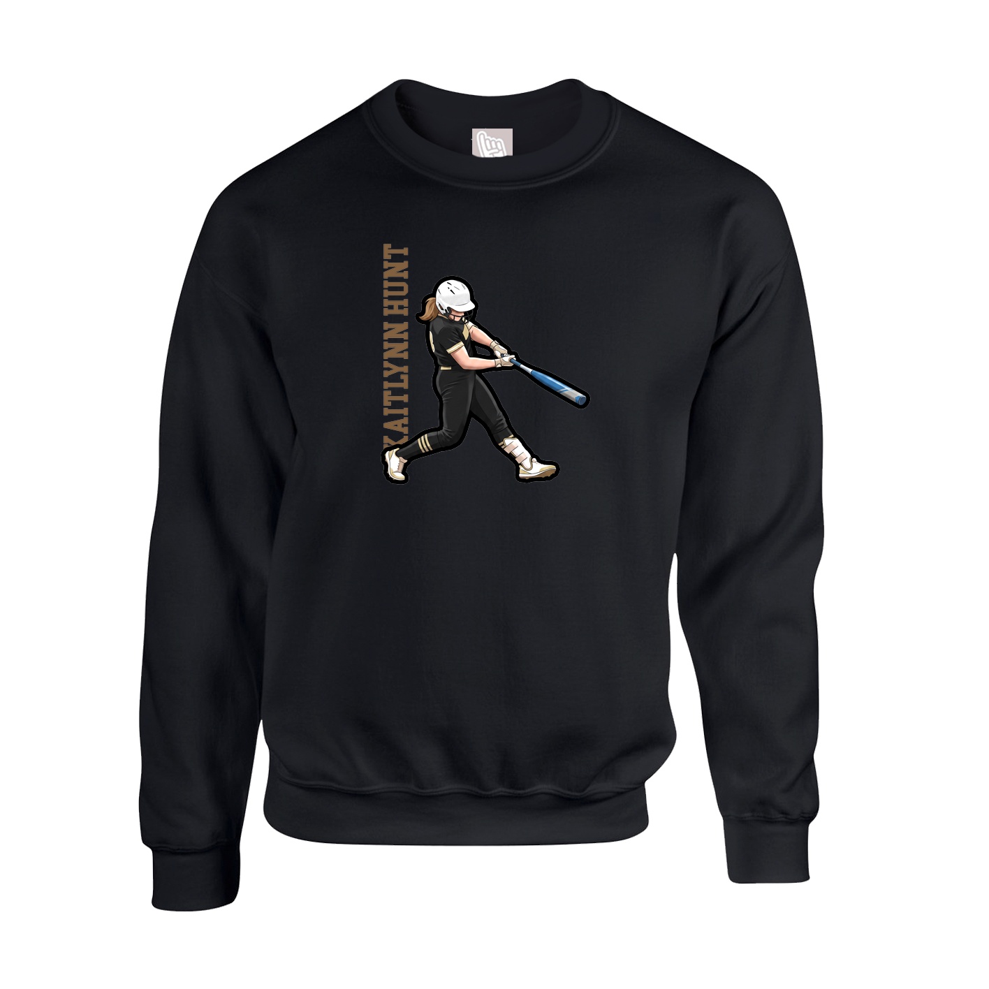 Fleece Crew — Name Vertical in Black