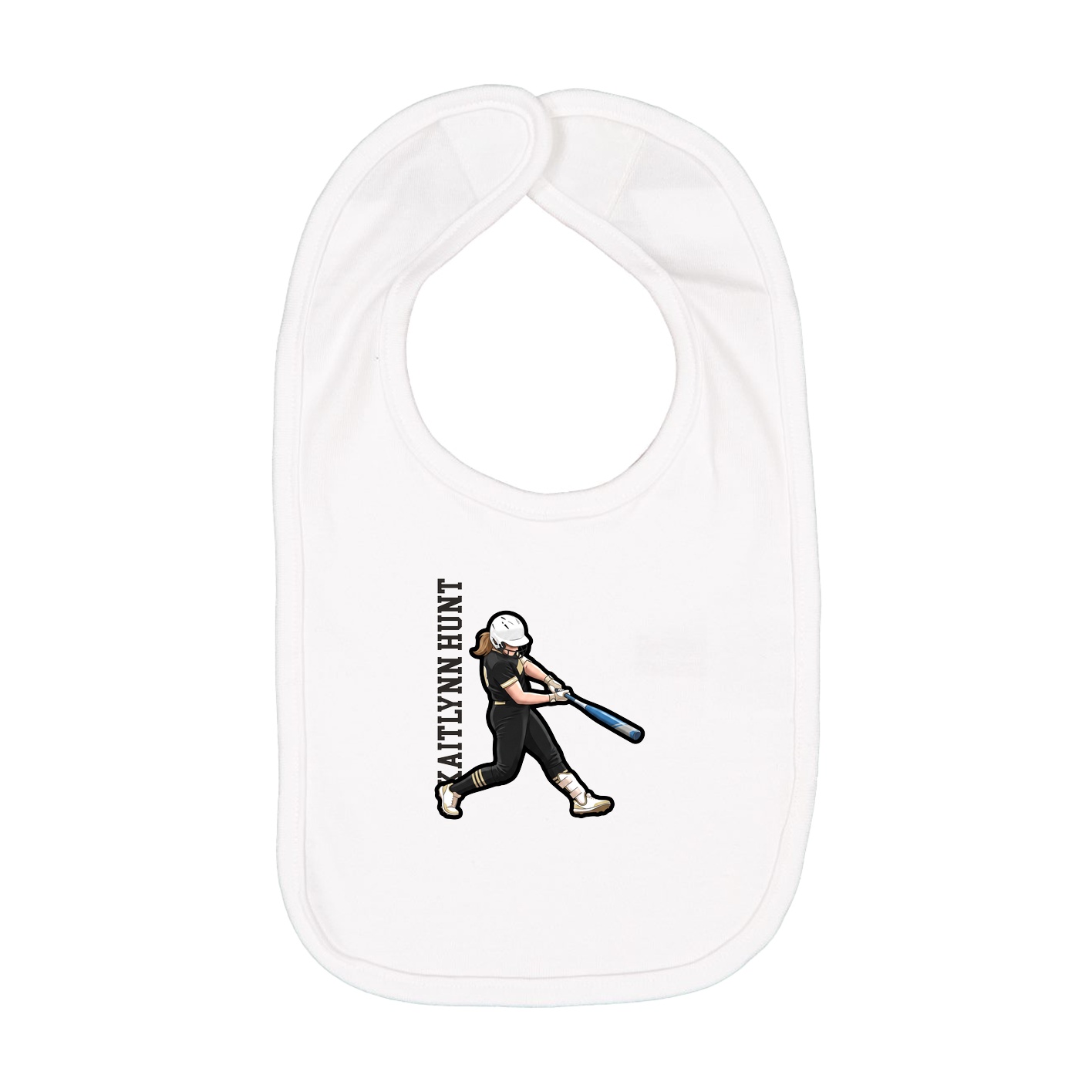 Infant Bib — Name Vertical in White