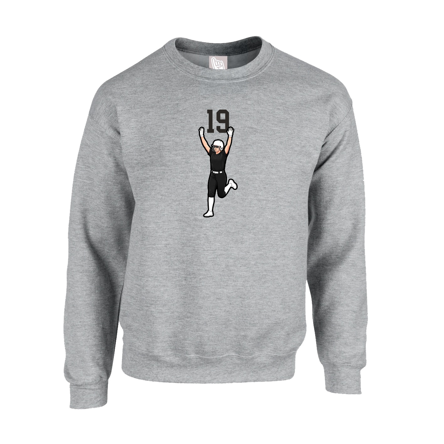 Fleece Crew — Number Top in Grey