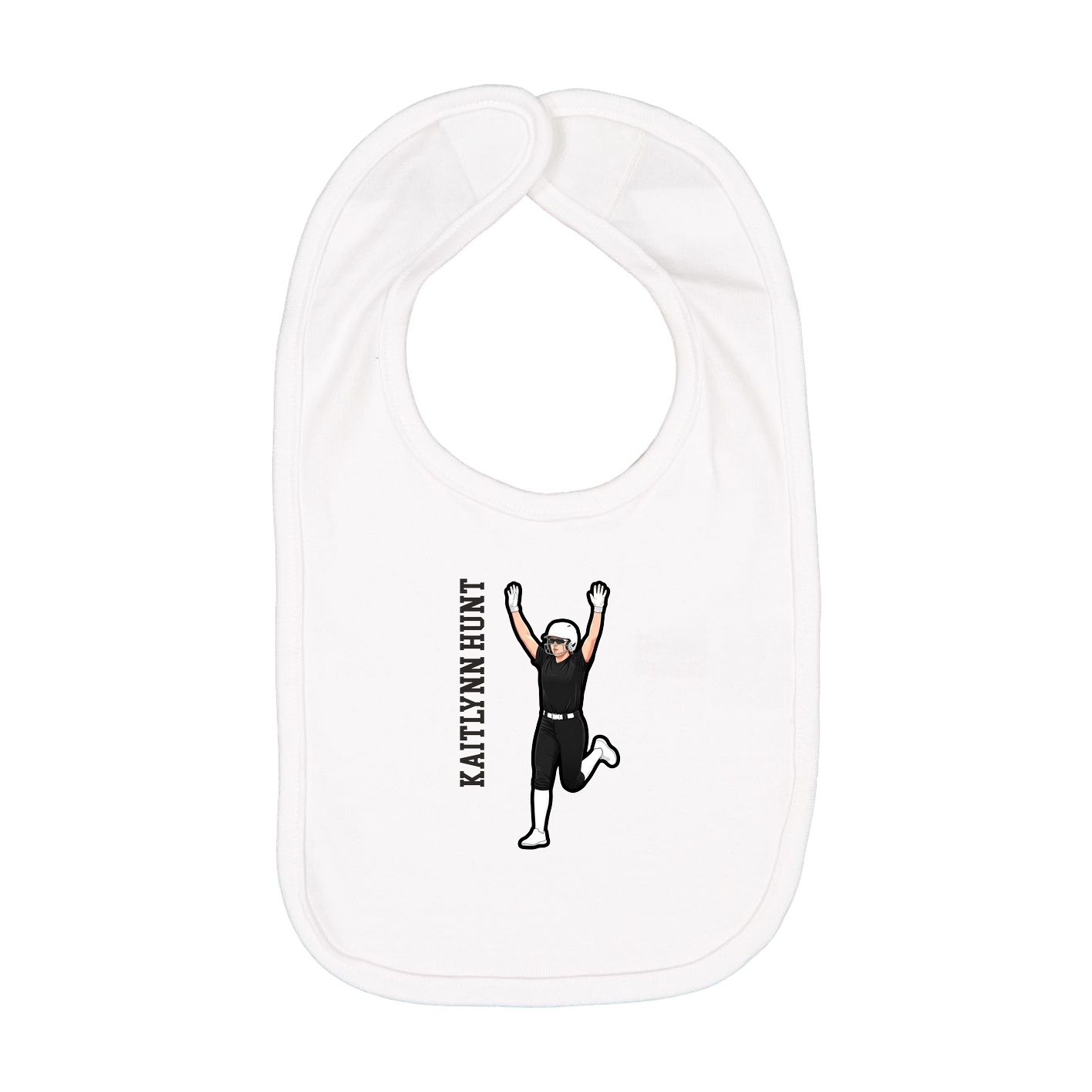 Infant Bib — Name Vertical in White