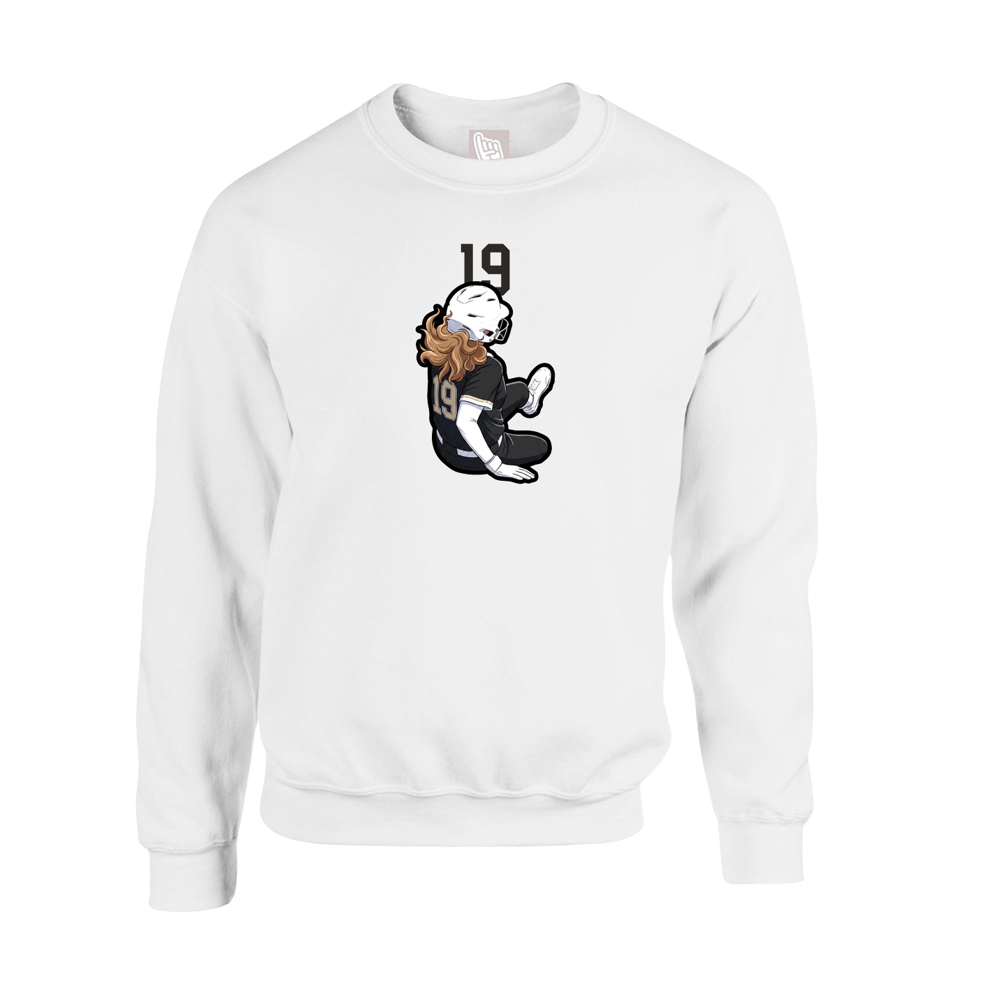 Fleece Crew — Number Top in White