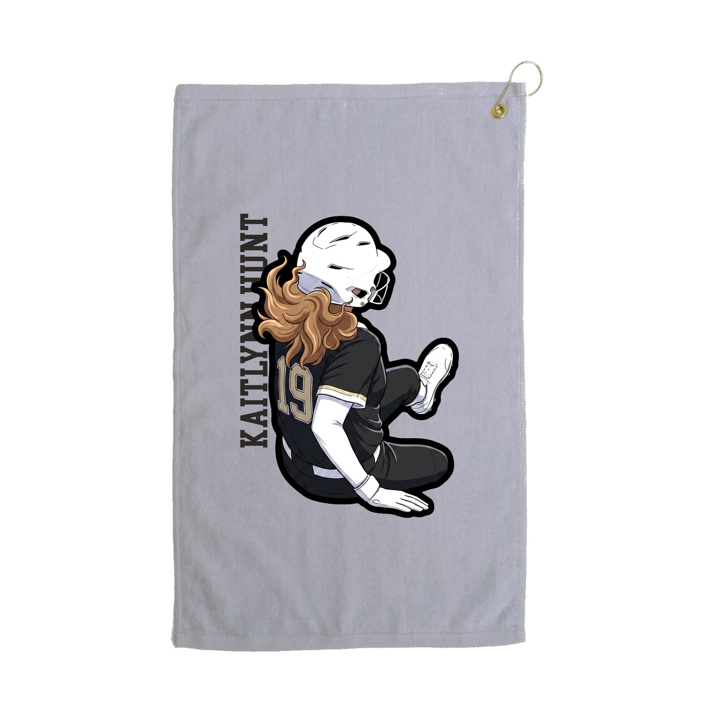Golf Towel — Name Vertical in Grey