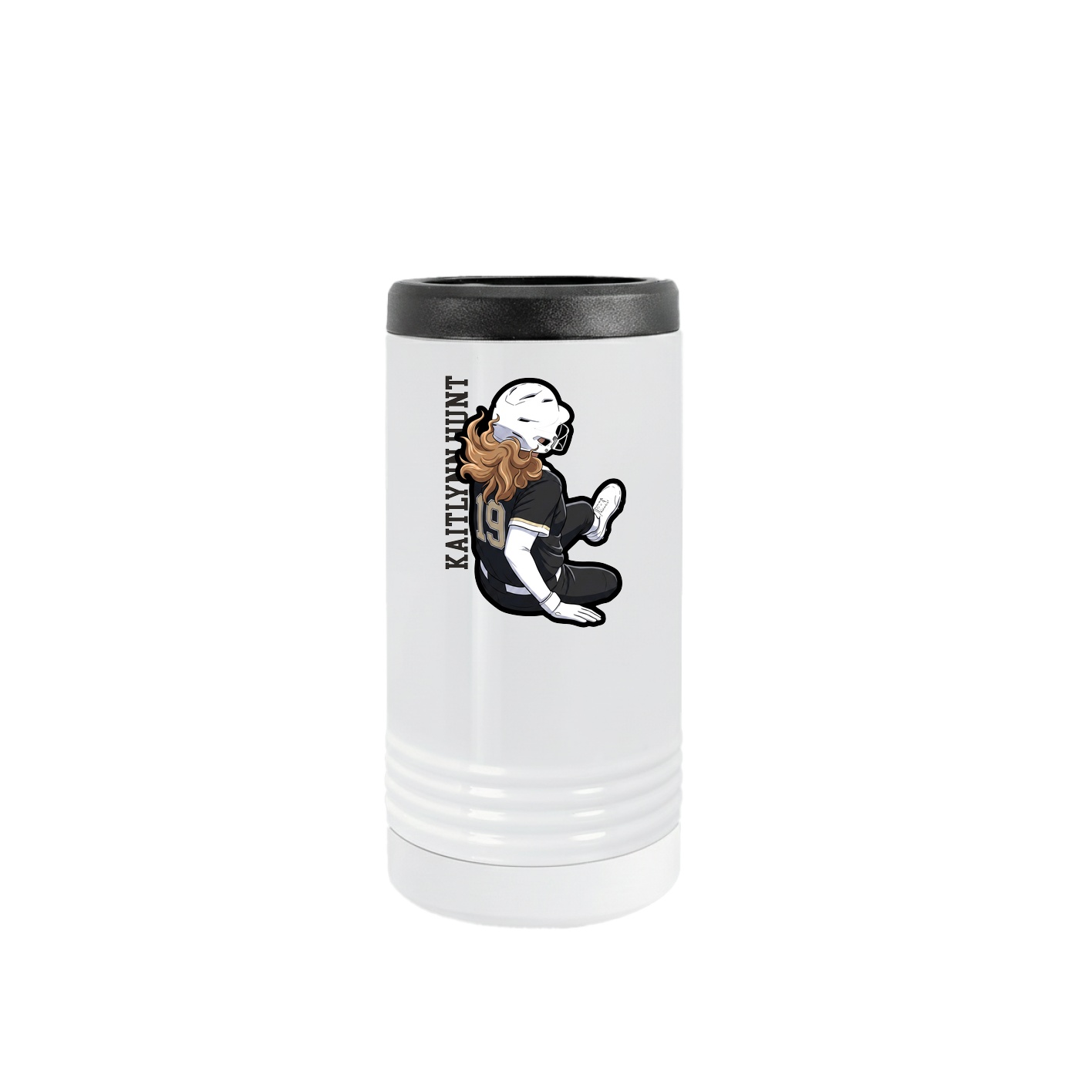 Slim Beverage Holder — Name Vertical in White