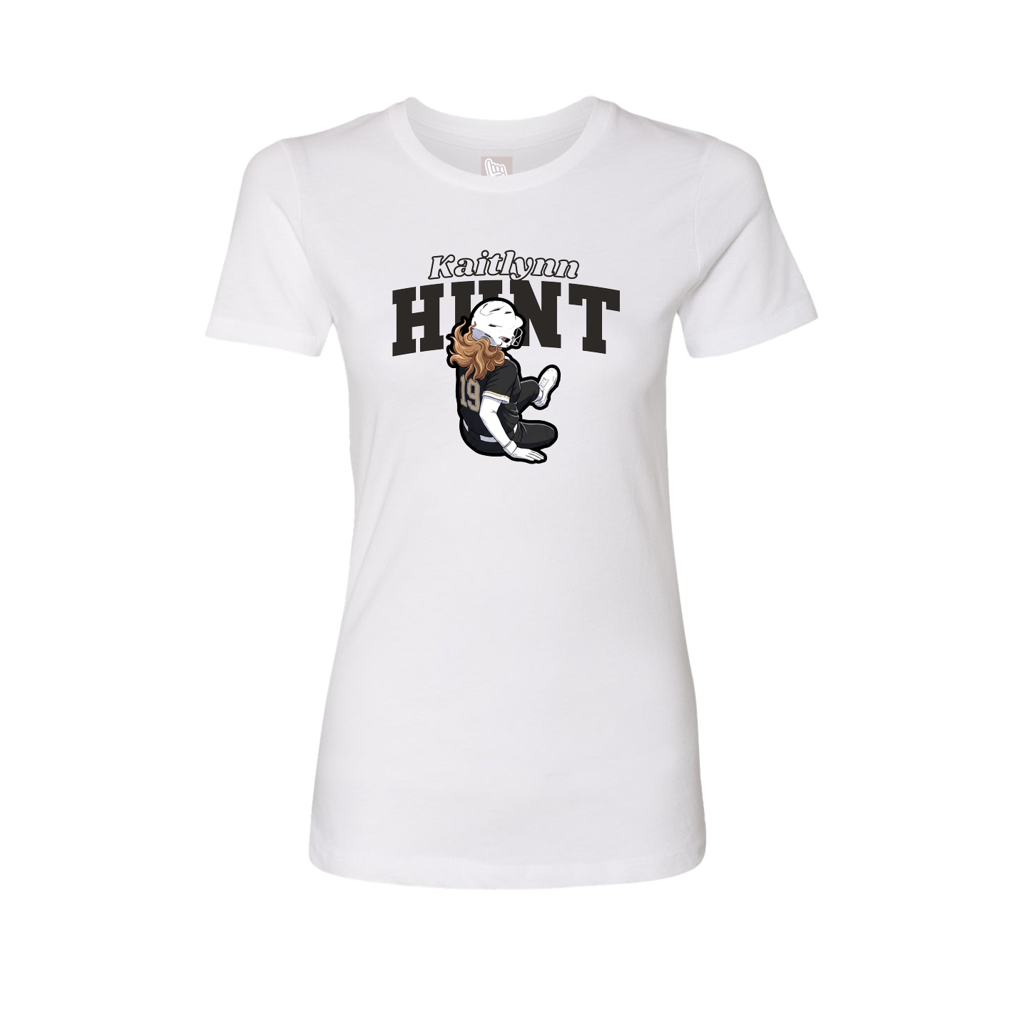 Fitted Women's Tee — Name Arch in White