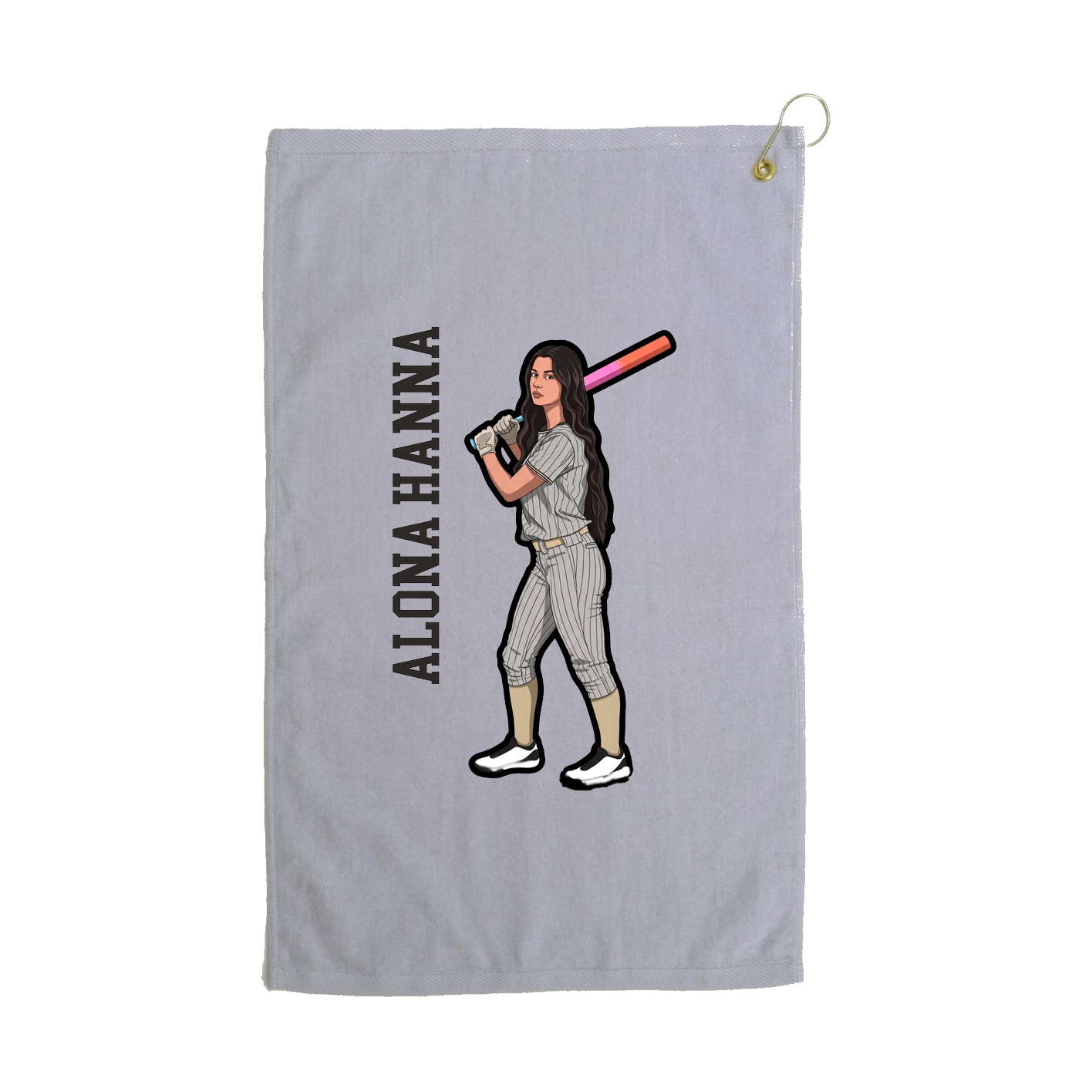 Golf Towel — Name Vertical in Grey