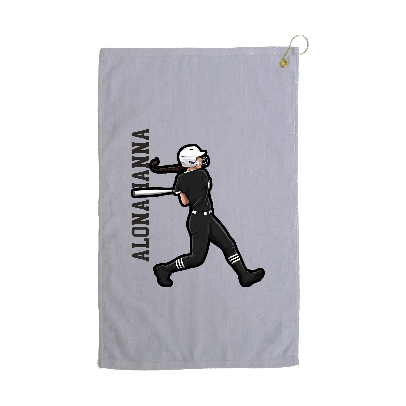 Golf Towel — Name Vertical in Grey