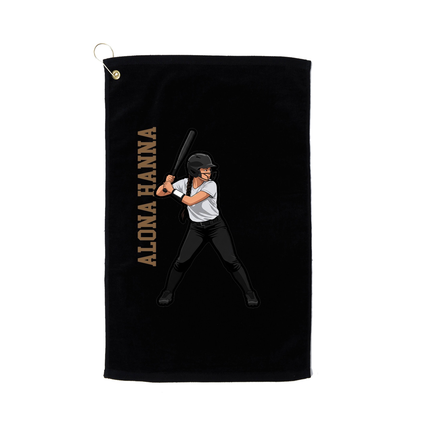 Golf Towel — Name Vertical in Black