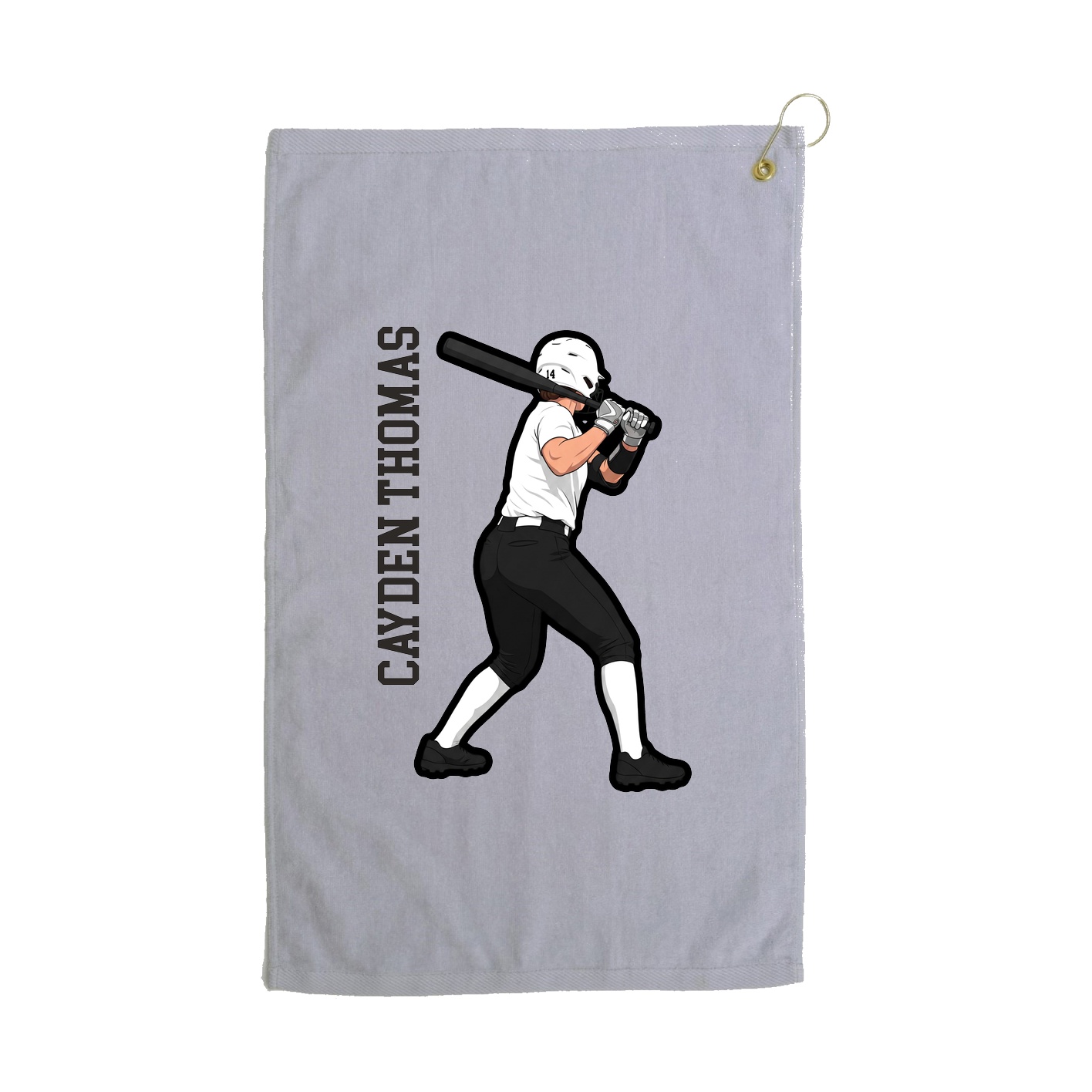 Golf Towel — Name Vertical in Grey