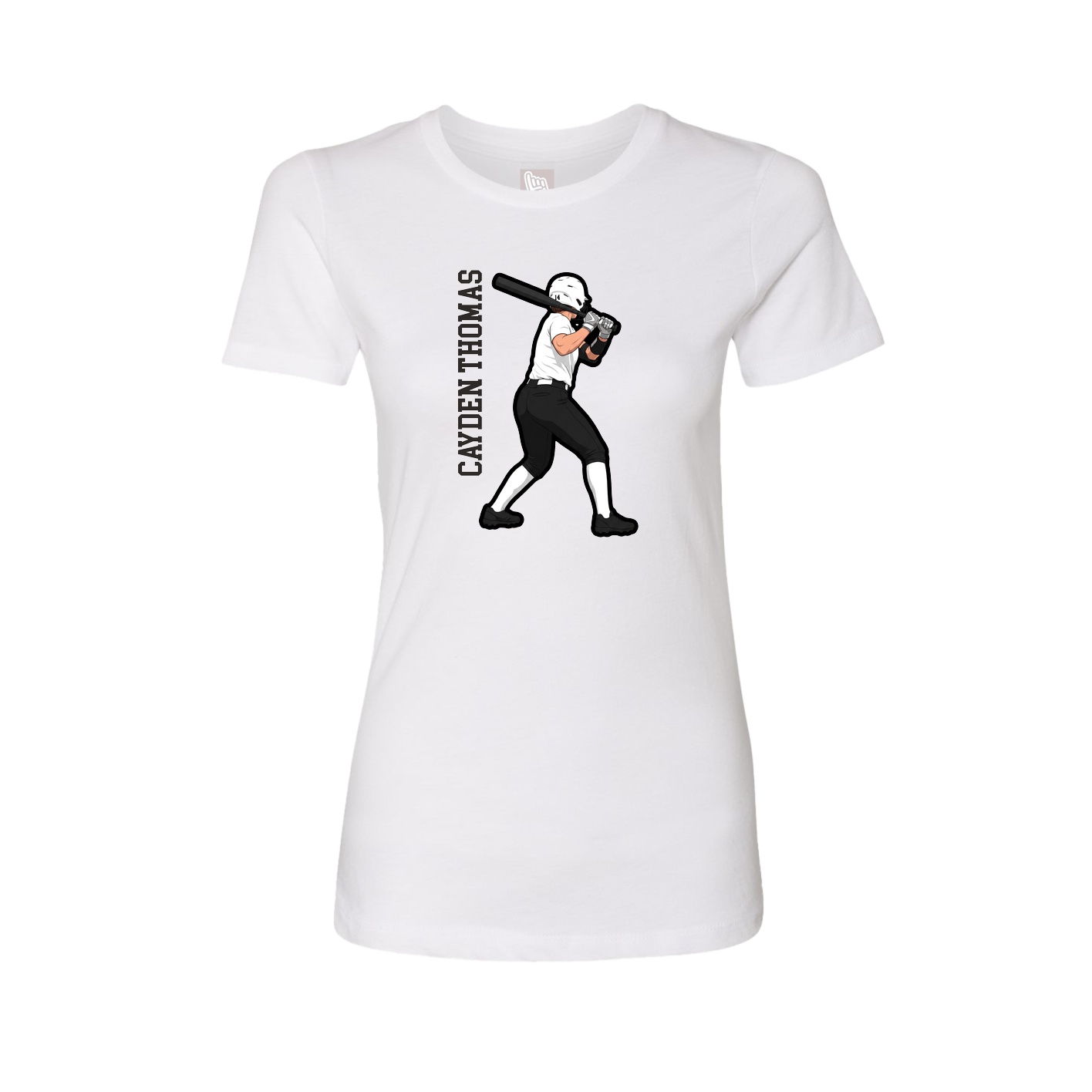 Fitted Women's Tee — Name Vertical in White