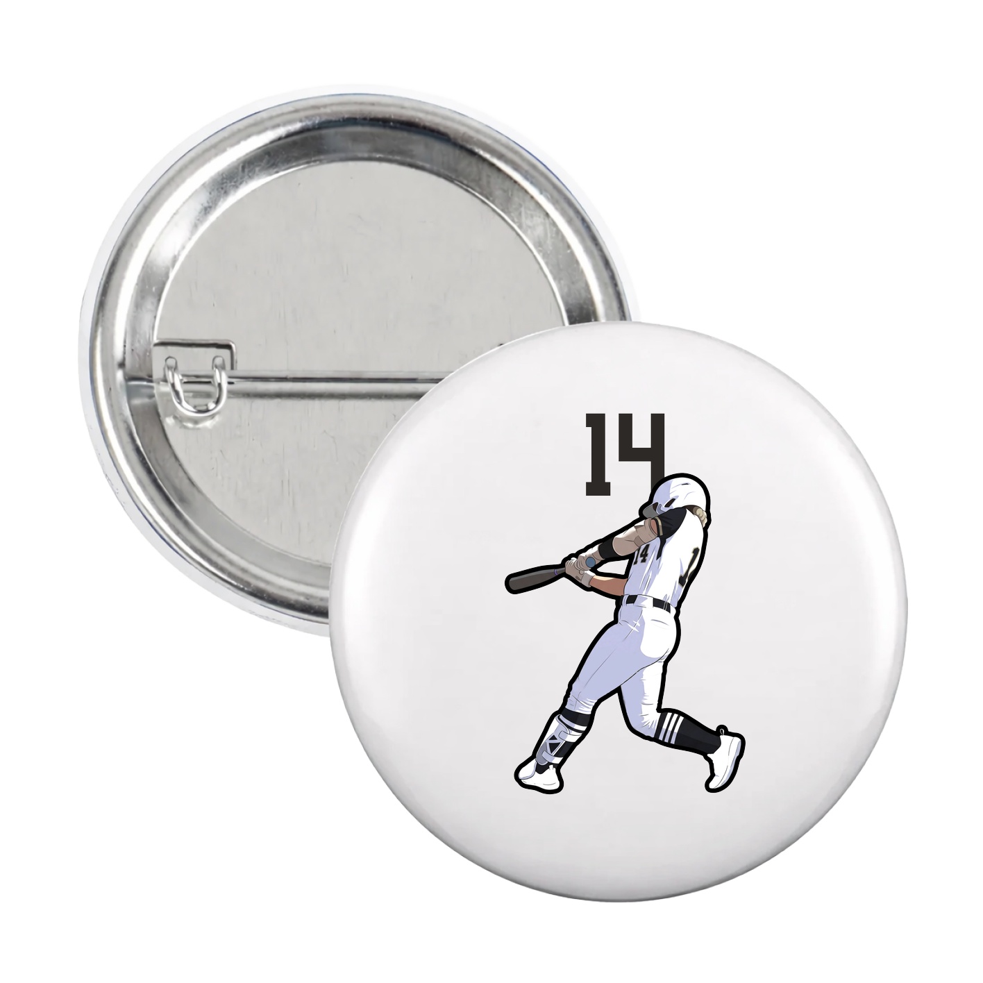 Game Day Button — Number Top in White
