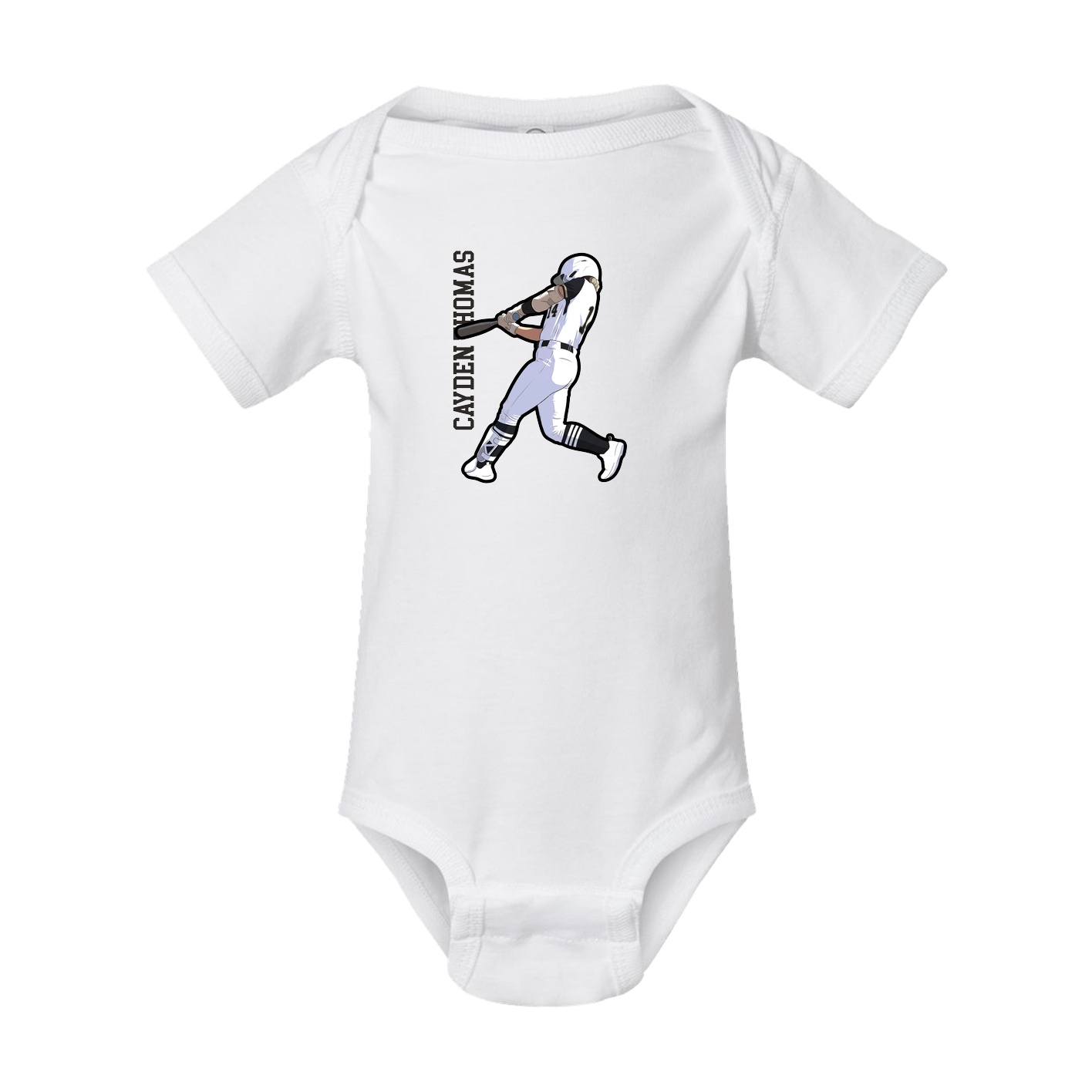 Baby Onesie — Name Vertical in White