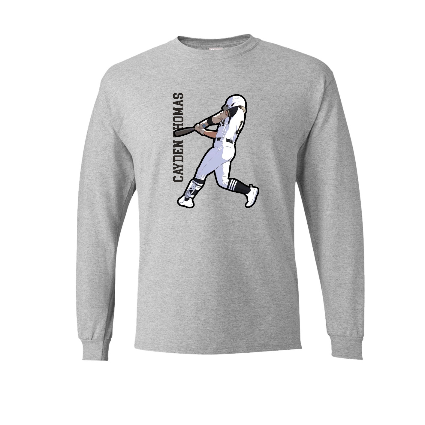 Long Sleeve Tee — Name Vertical in Grey