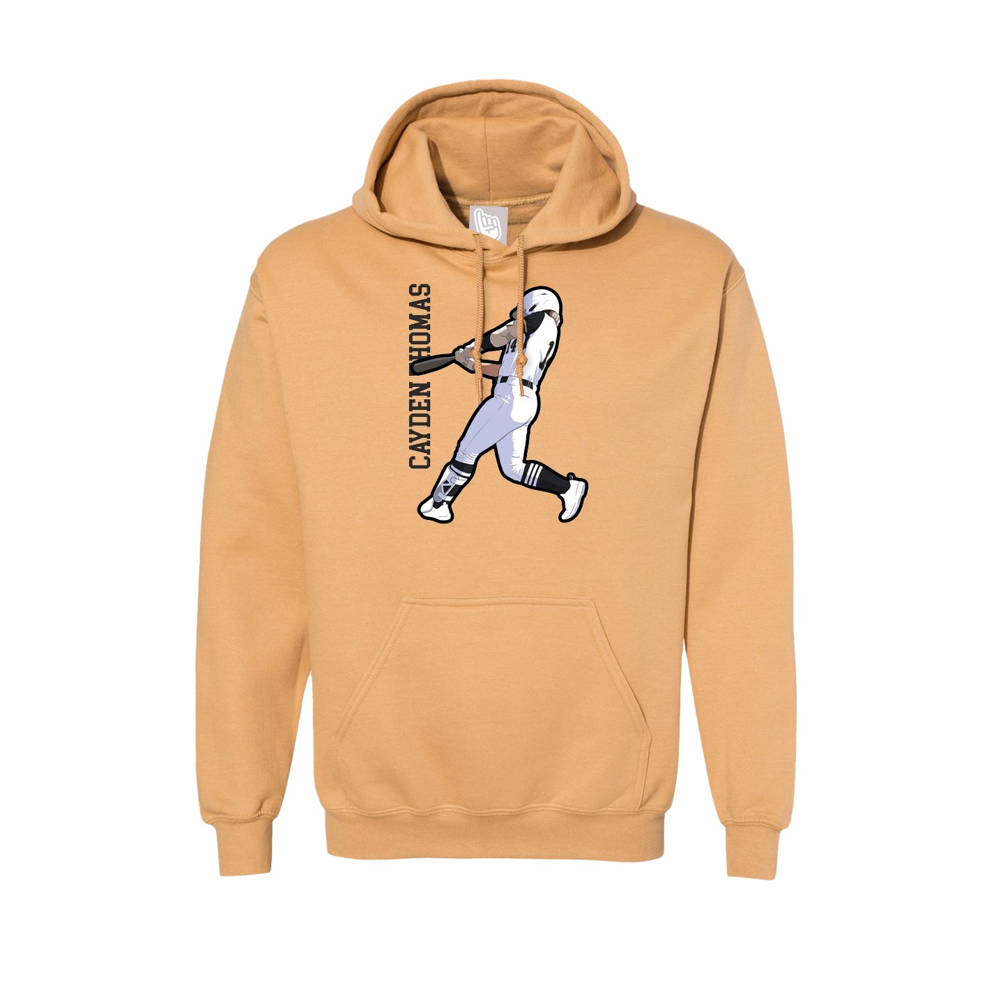 Hoodie — Name Vertical in Vegas Gold